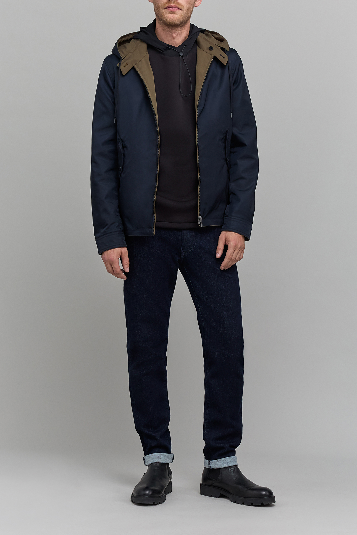 NAVY BLUE AND KHAKI REVERSIBLE JACKET 3