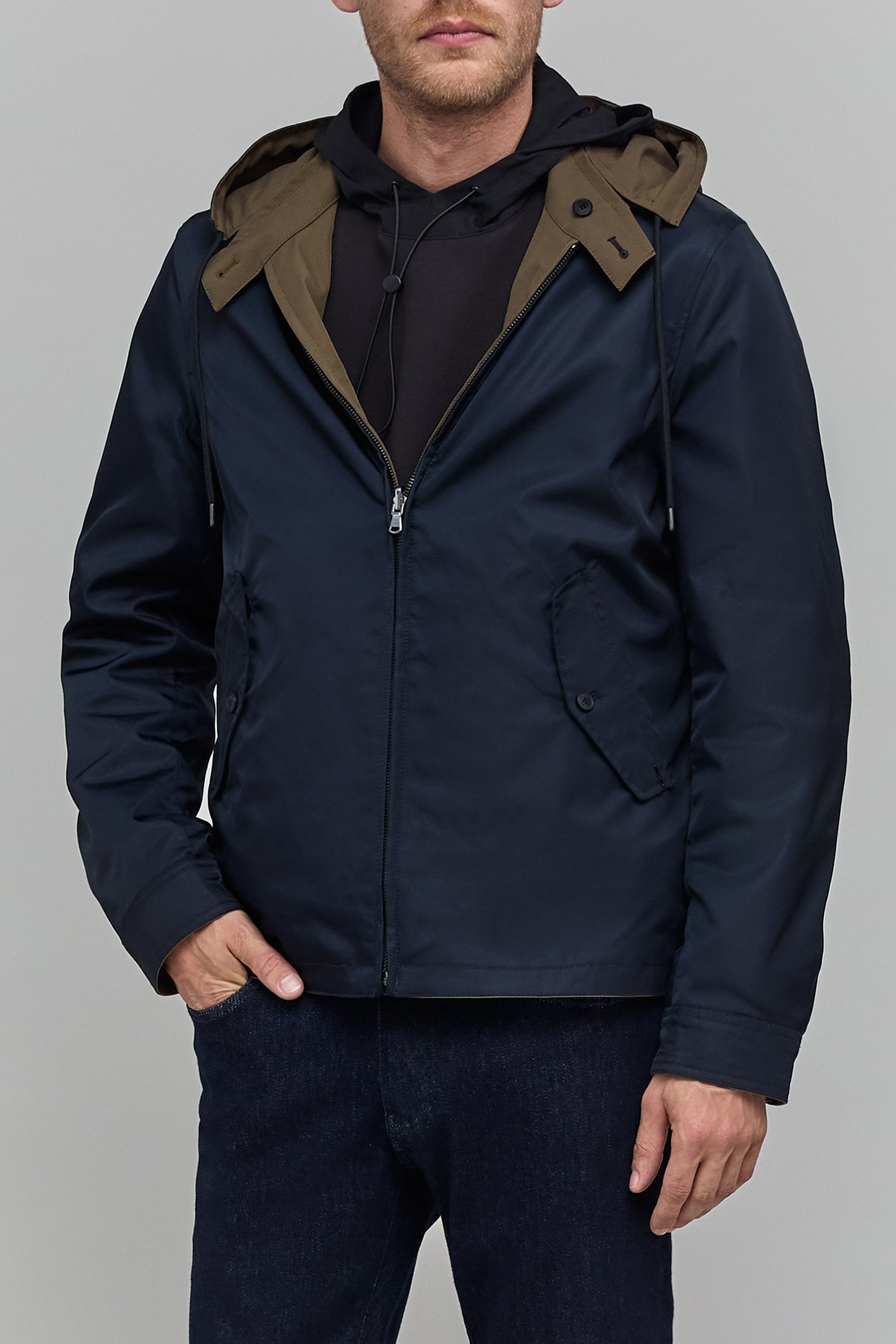 NAVY BLUE AND KHAKI REVERSIBLE JACKET 1