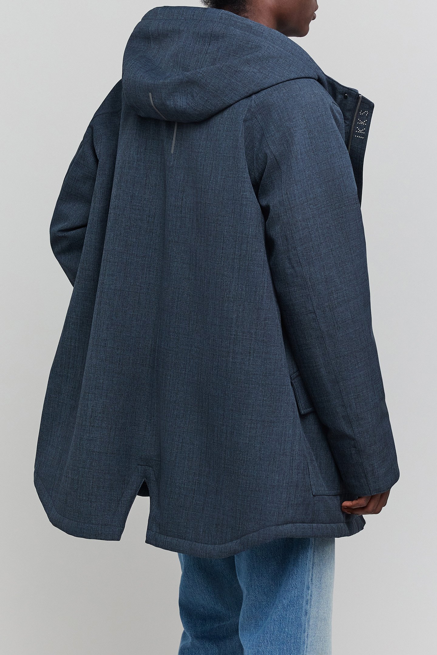 DENIM-EFFECT QUILTED INDIGO PARKA 2