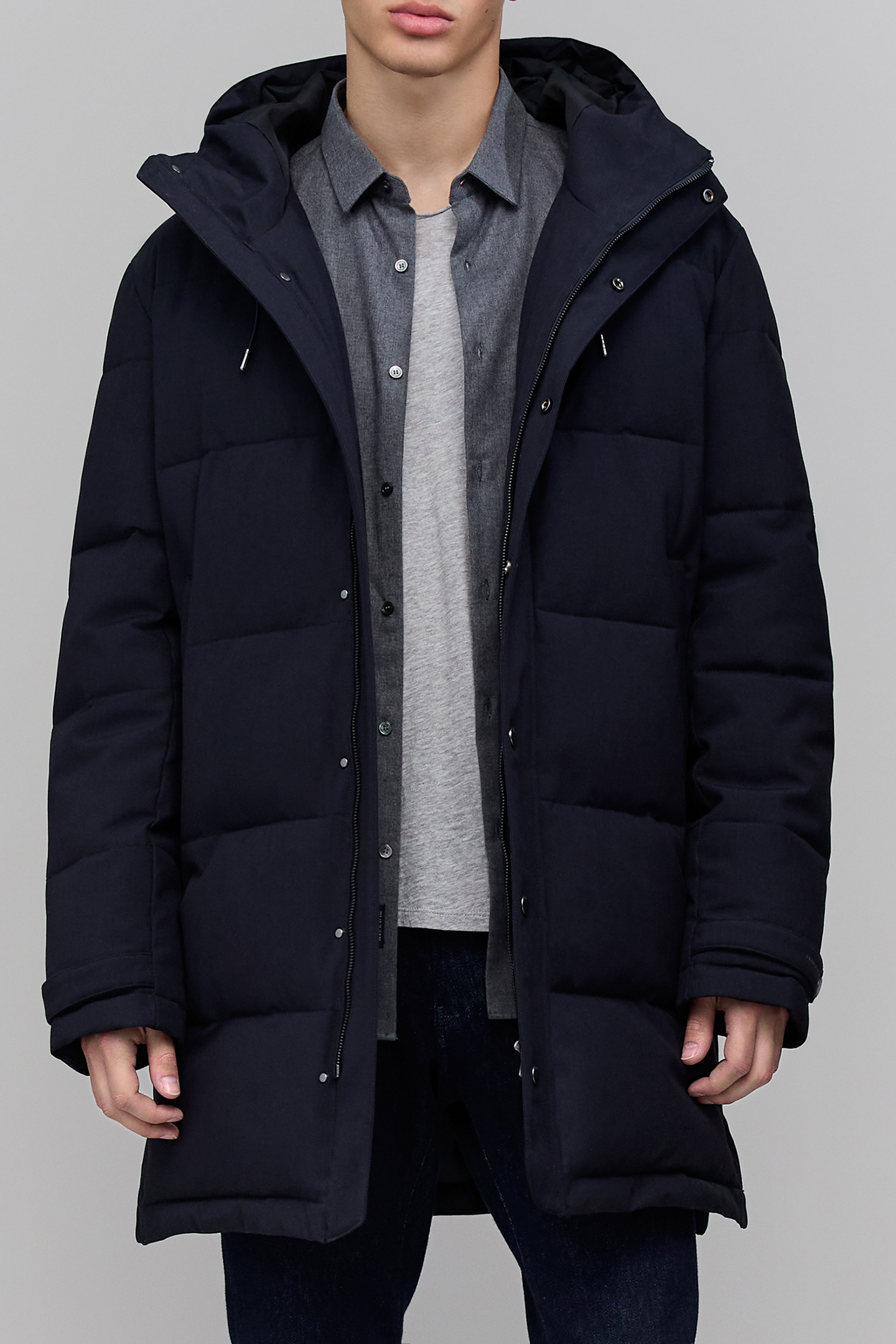 LONG NAVY QUILTED DOWN JACKET 5