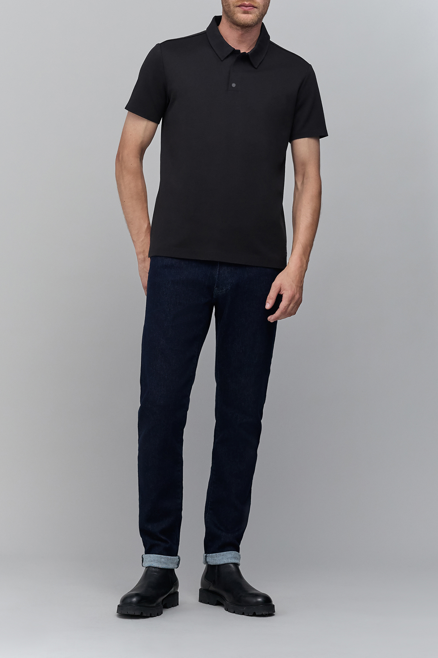 BLACK POLO WITH CLIPS ON COLLAR DRY FAST 3