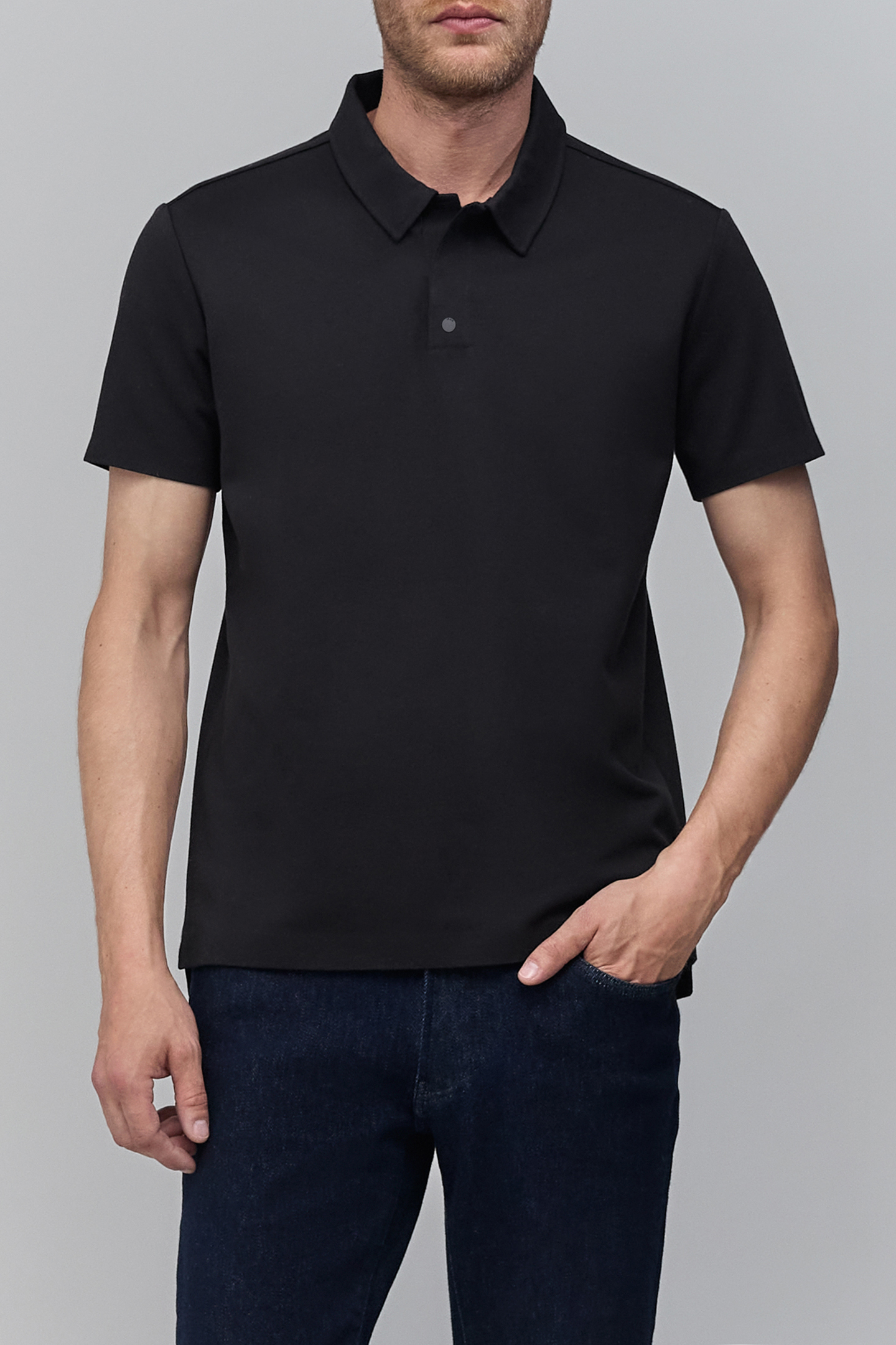 BLACK POLO WITH CLIPS ON COLLAR DRY FAST 1