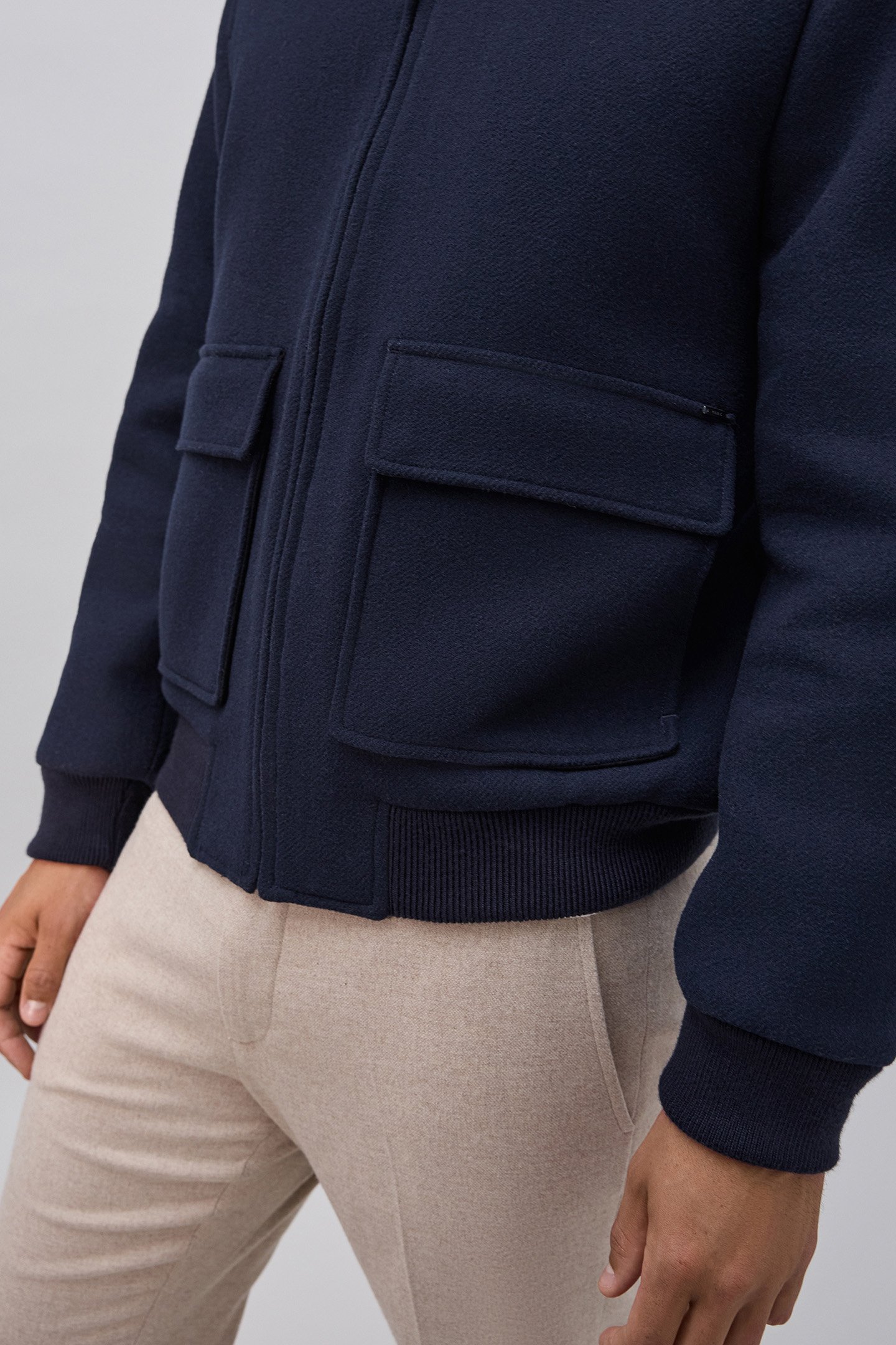 WOOL FABRIC FLIGHT JACKET WITH FUR-LINED COLLAR 7