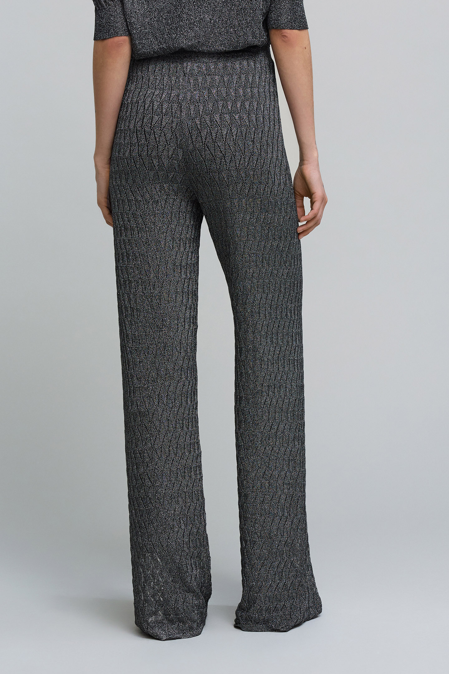 GREY PANTS IN FINE OPENWORK GRAPHIC KNIT 2
