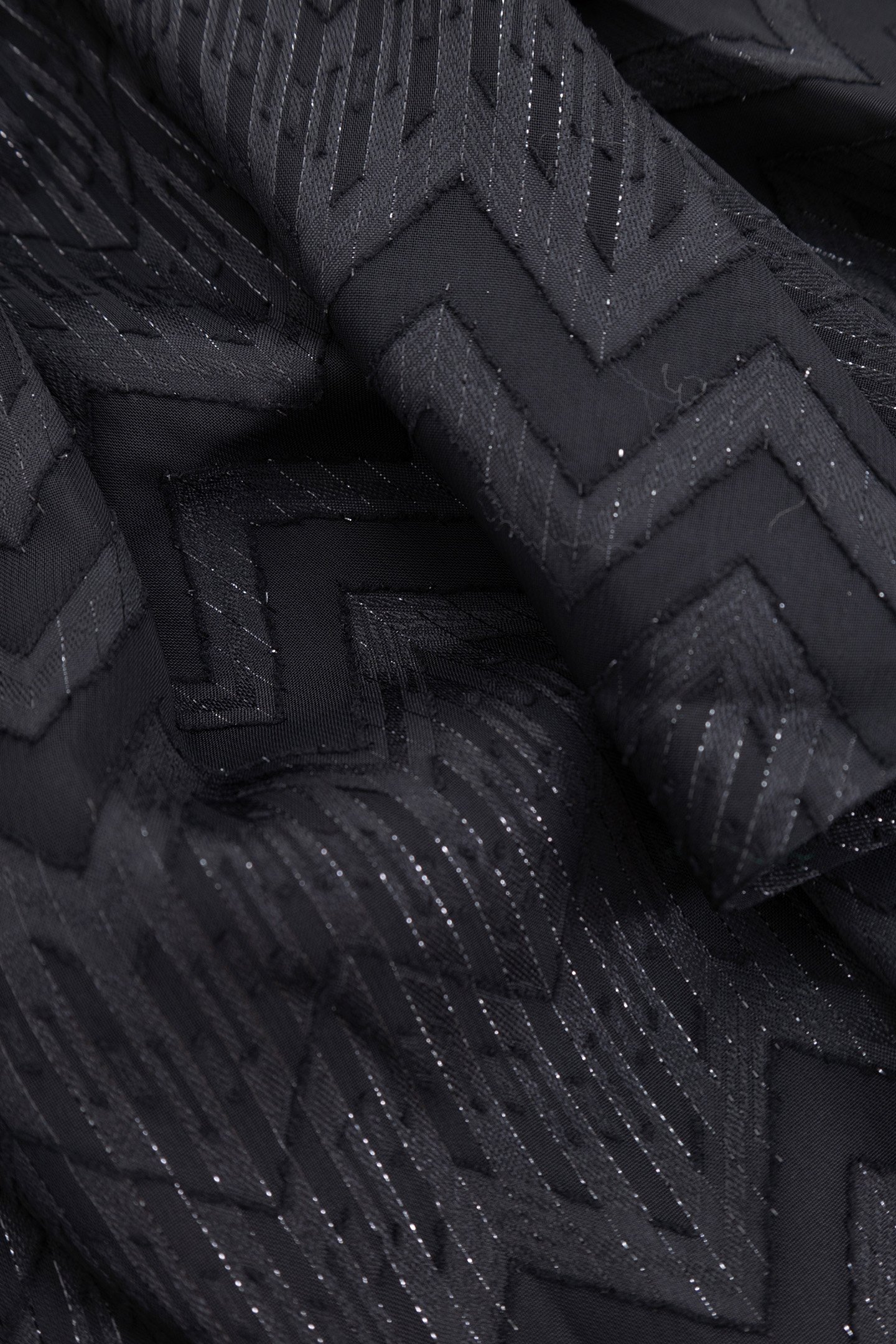 SHORT BLACK HERRINGBONE JACQUARD VOILE SKIRT 8