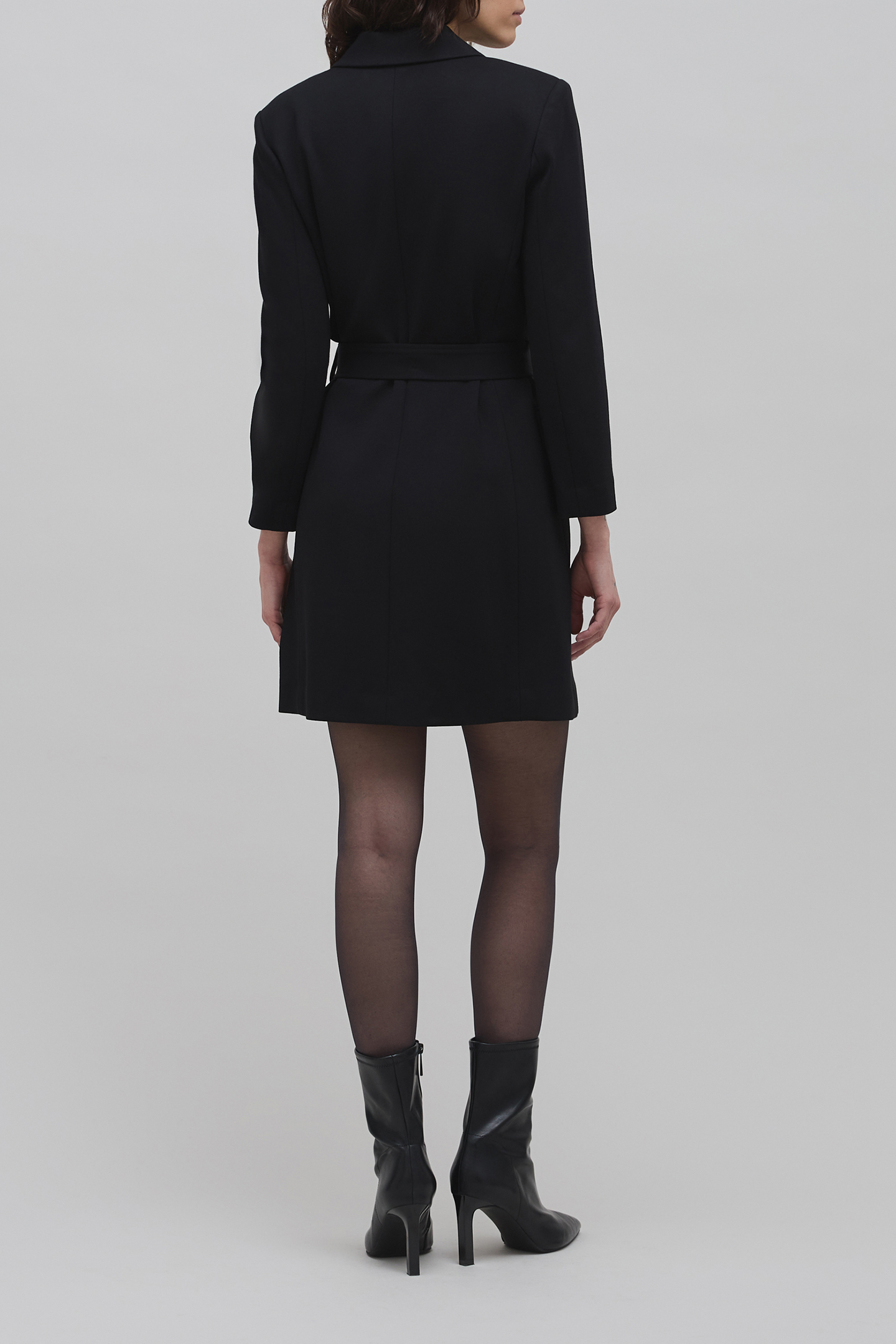 BELTED BLACK TRENCH DRESS MILANO MESH 3