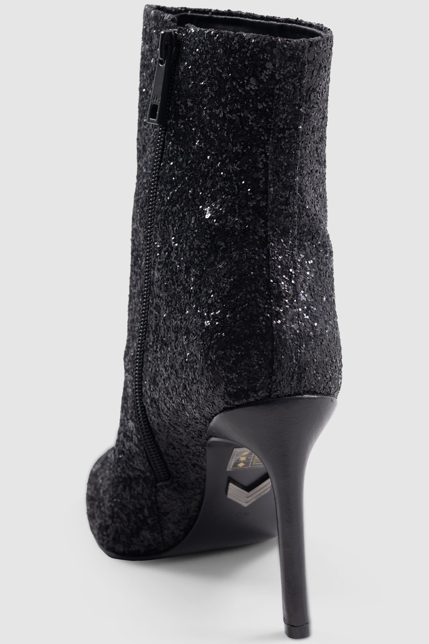 PURE EDITION-BLACK GLITTER HEELED BOOTIES 3