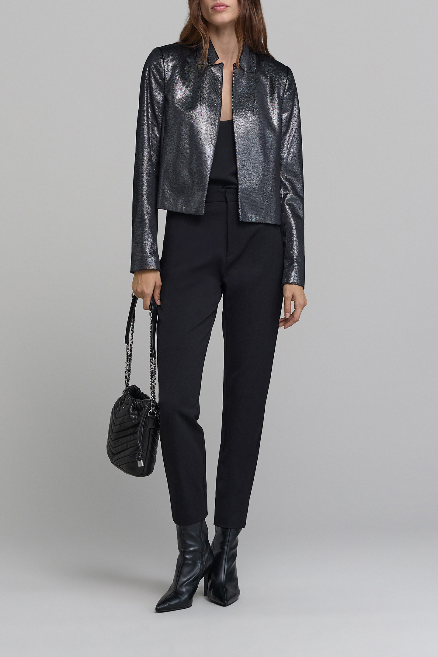 BLACK CIGARETTE PANTS WITH REMOVABLE CHAIN 3