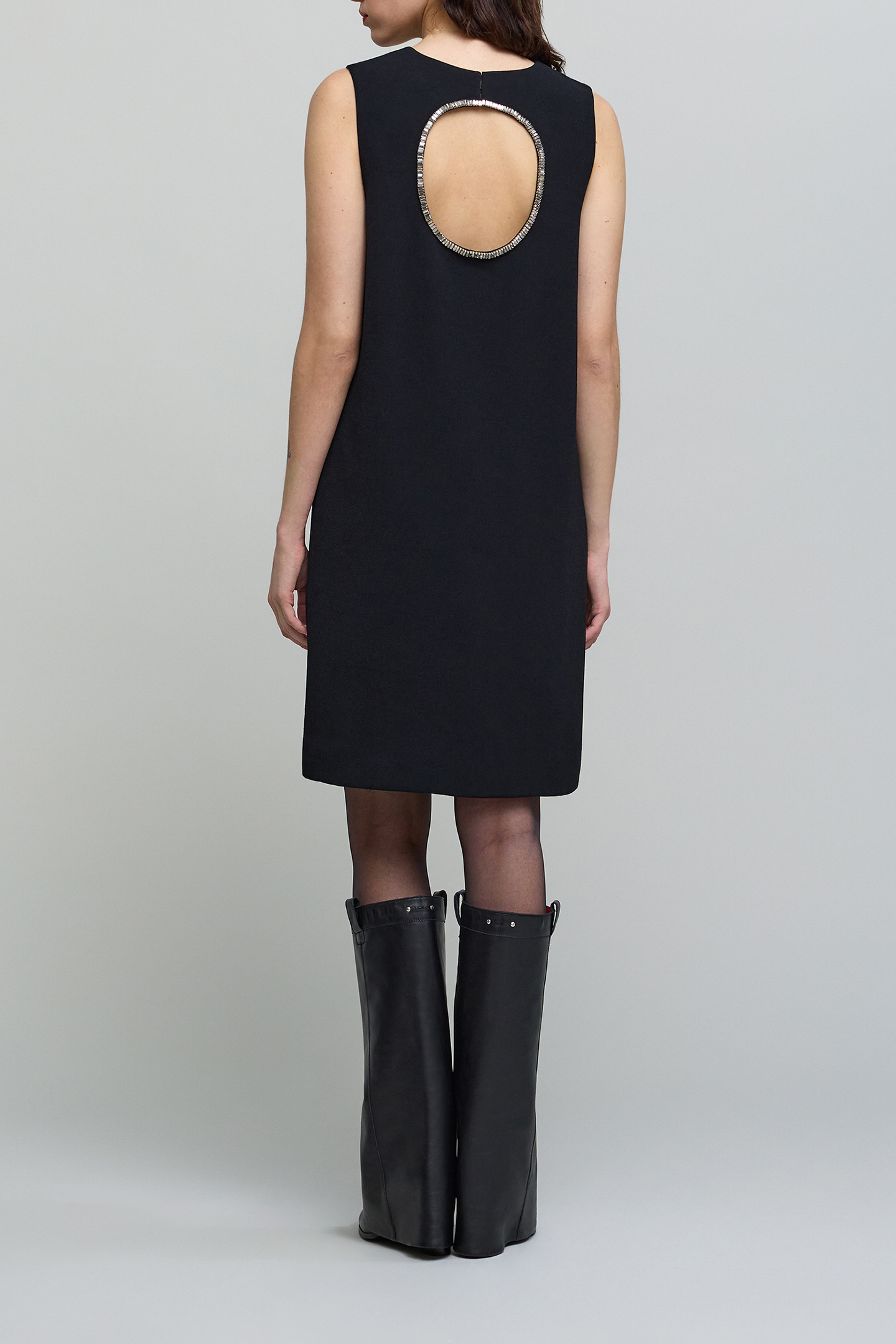 BLACK JEWEL-BACK CHASUBLE DRESS 2