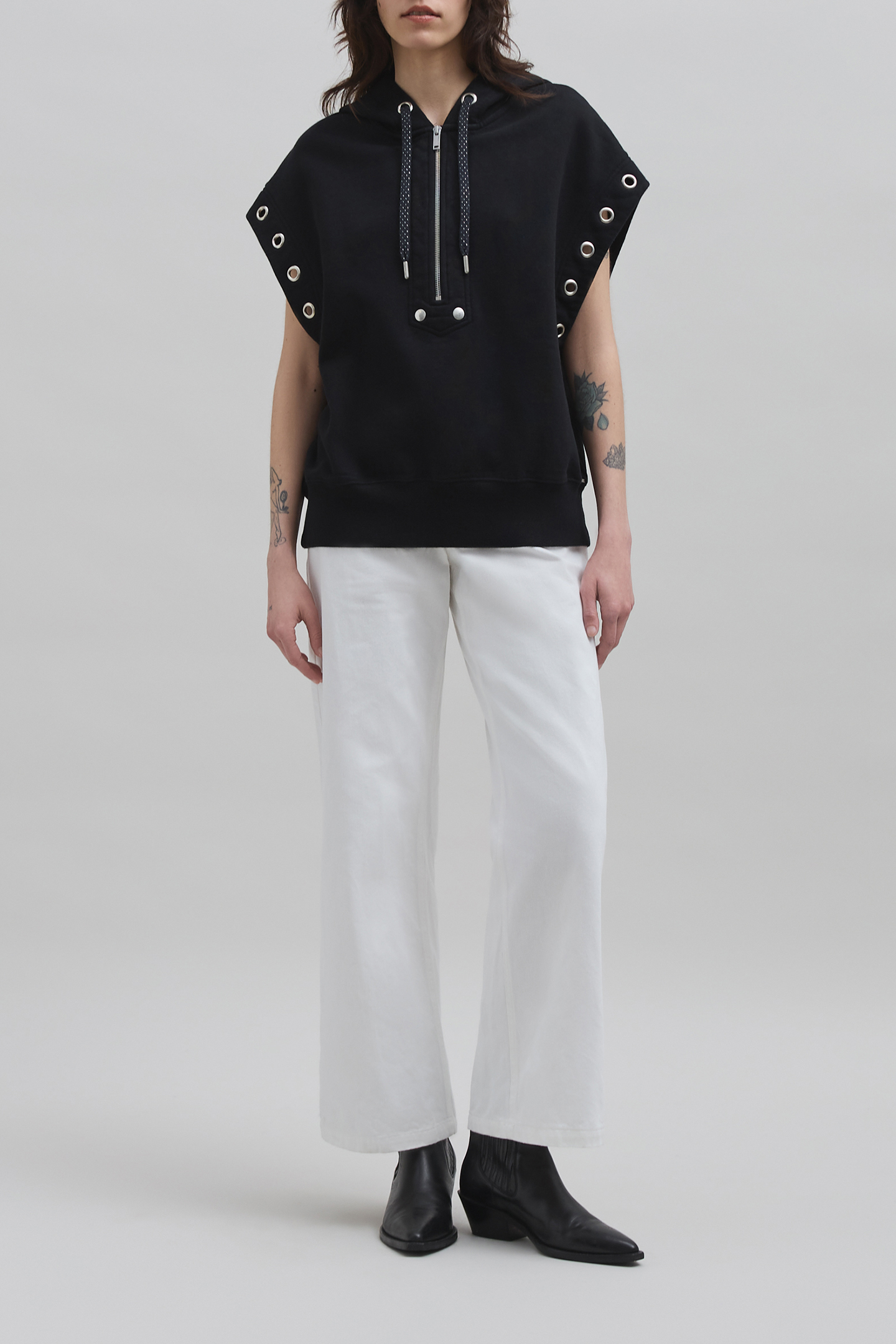 BLACK OVERSIZED COTTON FLEECE SWEATSHIRT 2