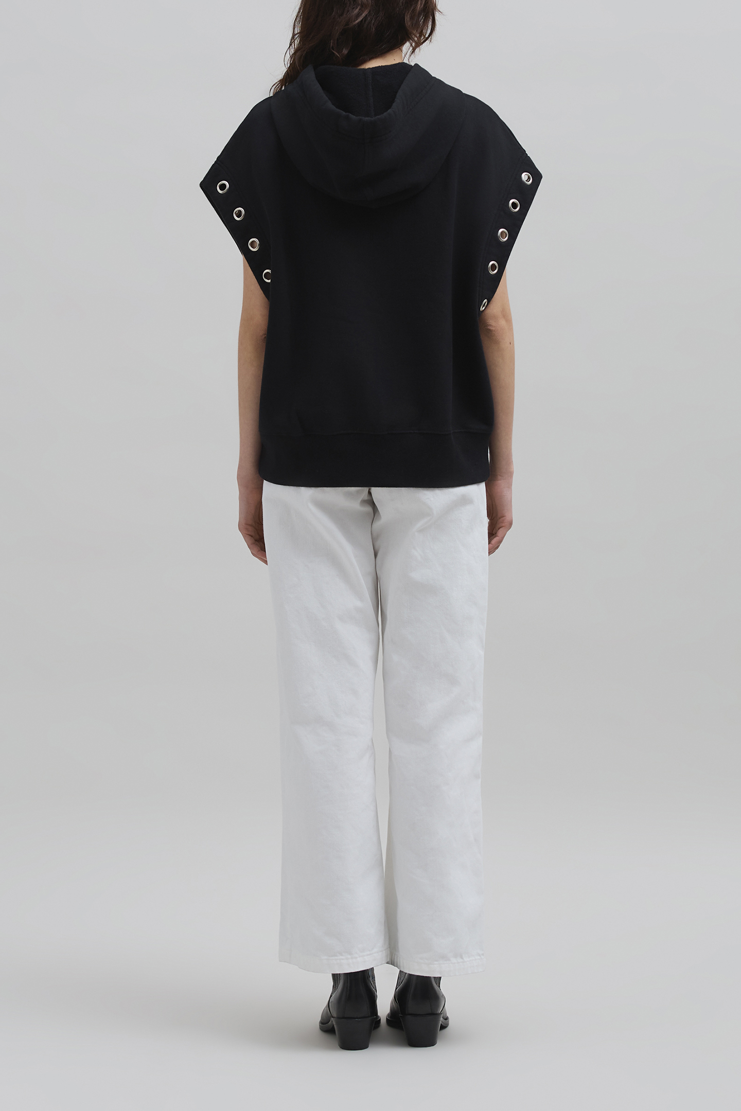 BLACK OVERSIZED COTTON FLEECE SWEATSHIRT 3