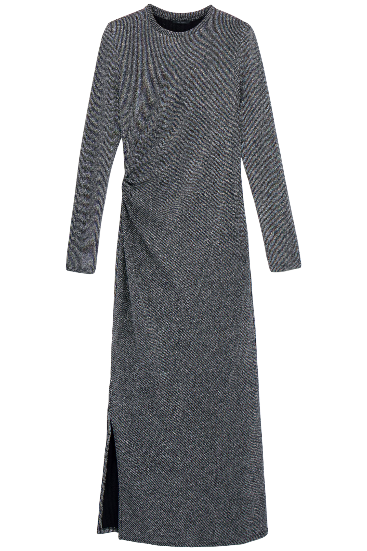 RIBBED LUREX MESH SILVER MAXI DRESS 3