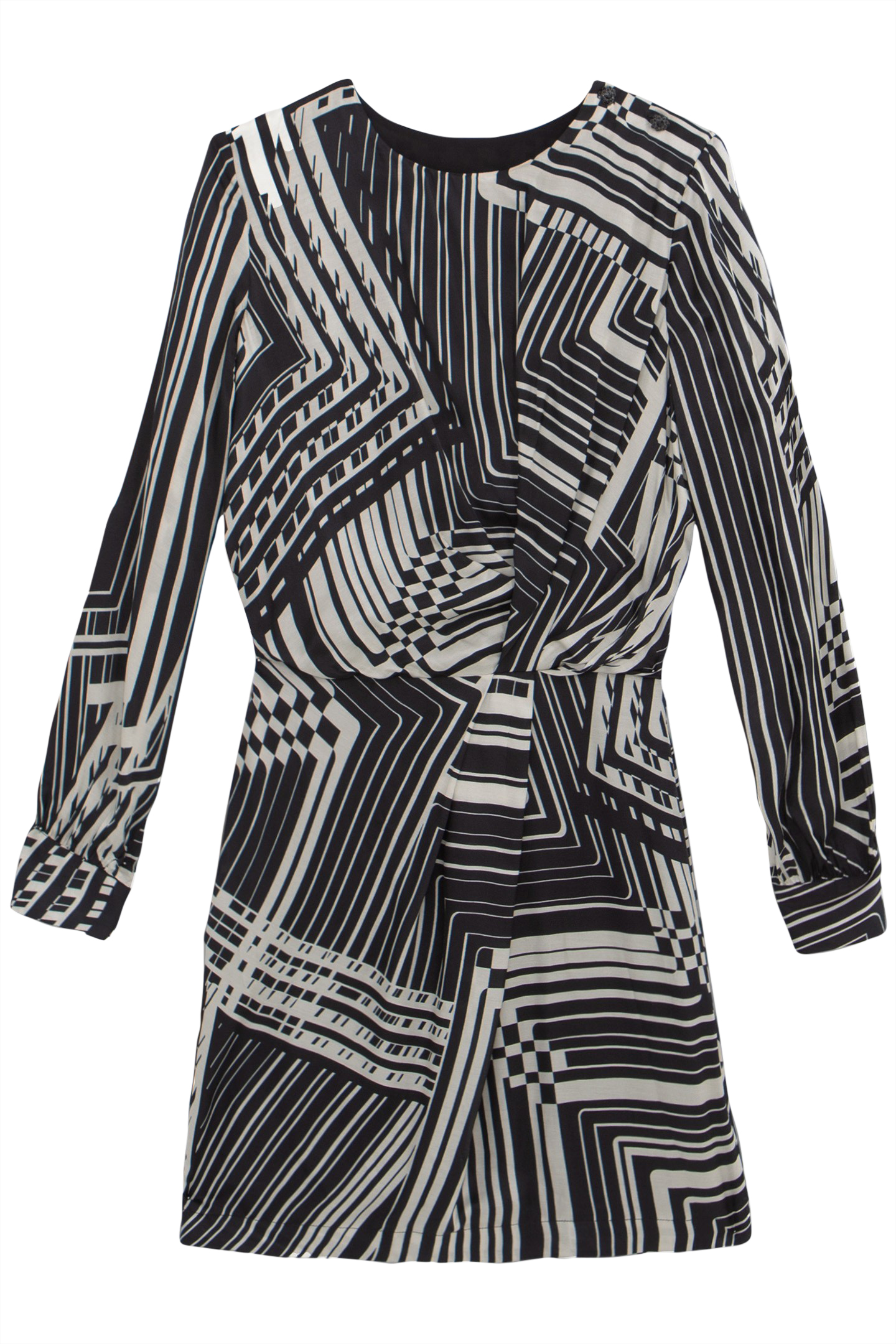 PURE EDITION-ART DECO GRAPHIC DRAPED BLACK DRESS 3