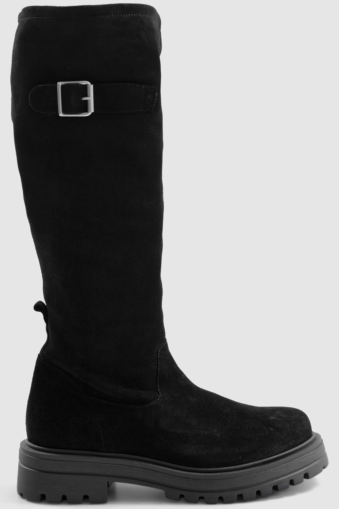 BLACK SUEDE BOOTS WITH BUCKLE DETAIL 1