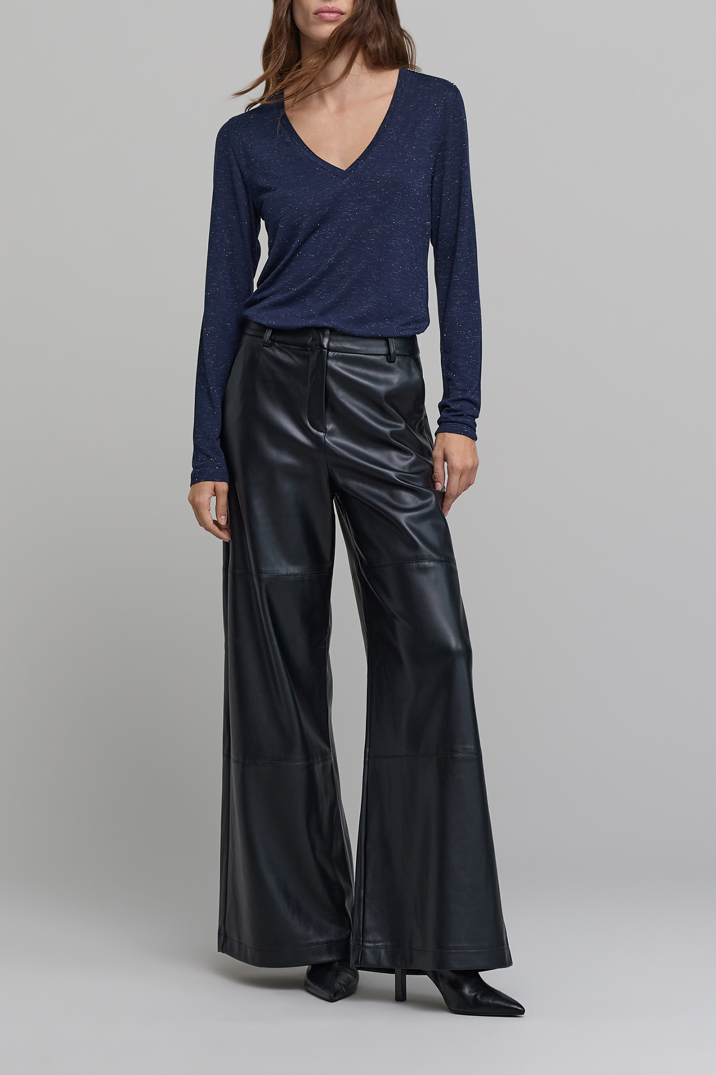 NAVY LUREX KNIT TEE-SHIRT WITH CURB CHAIN DESIGN 3