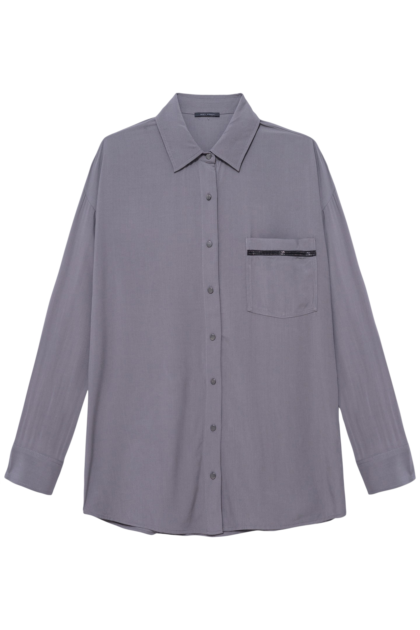 MEDIUM GRAY OVERSIZED SHIRT WITH JEWEL DETAIL 1