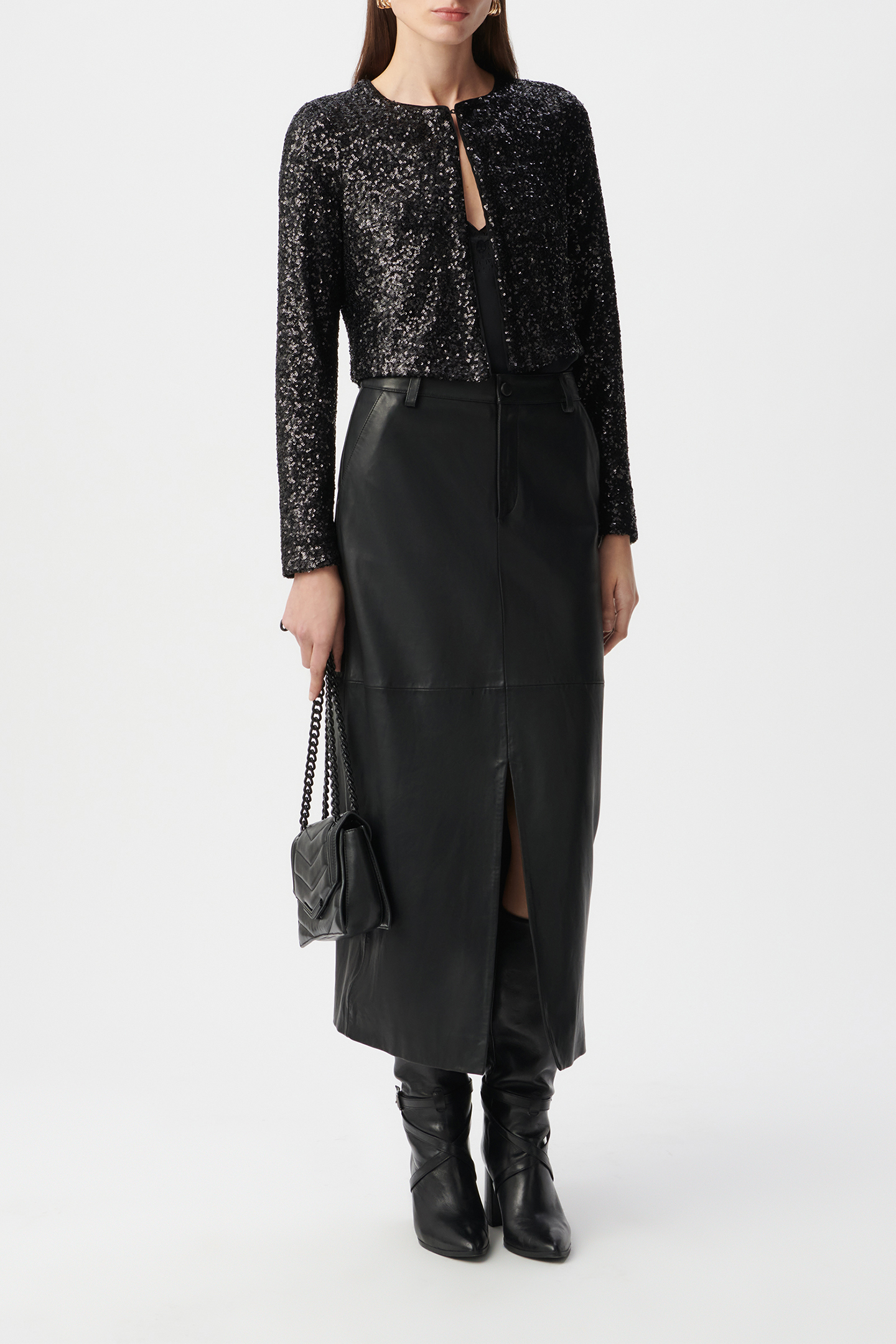 SHORT BLACK JACKET WITH SEQUIN EMBROIDERY 3