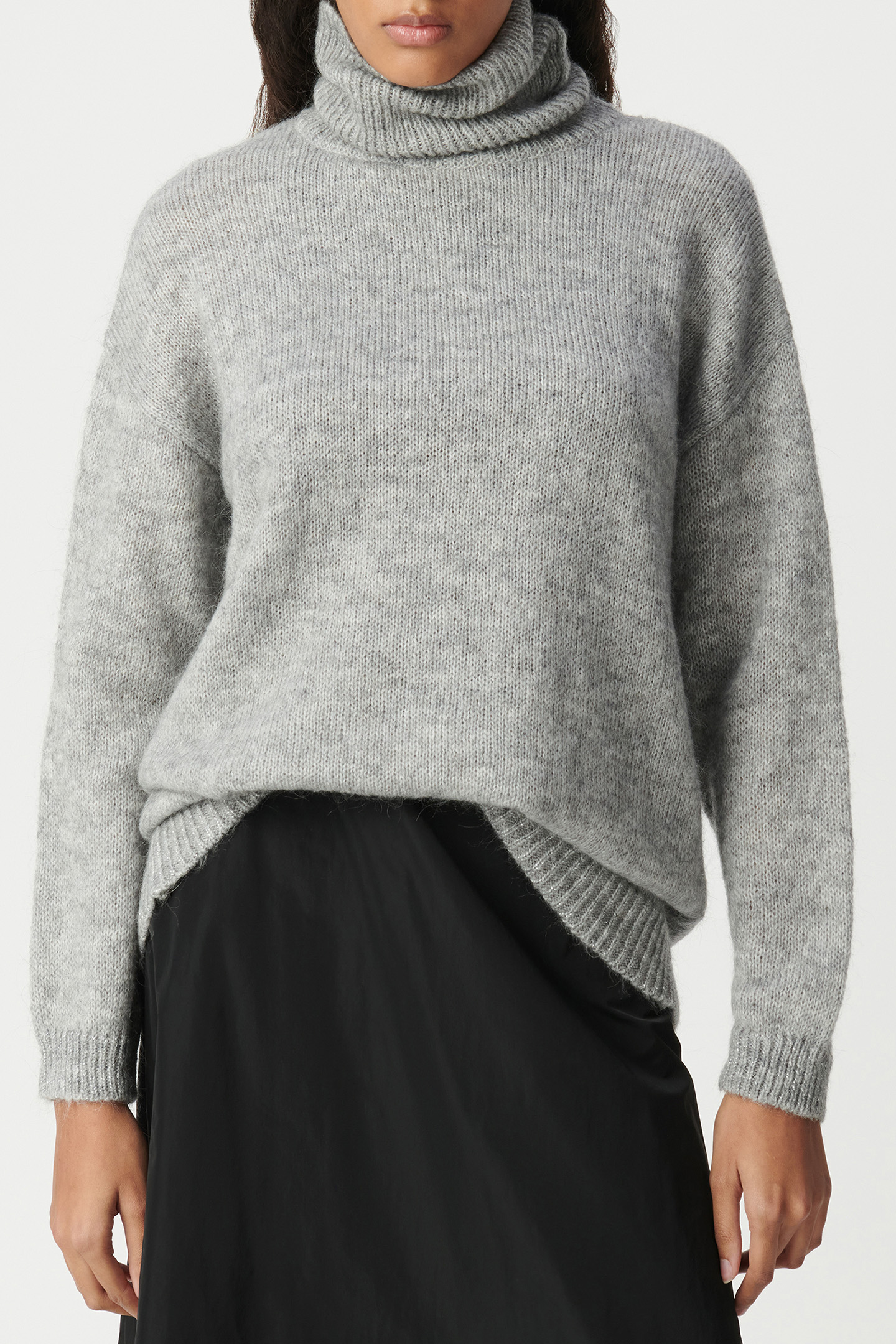 GREY TURTLENECK KNIT SWEATER WITH LUREX RIBBING 4