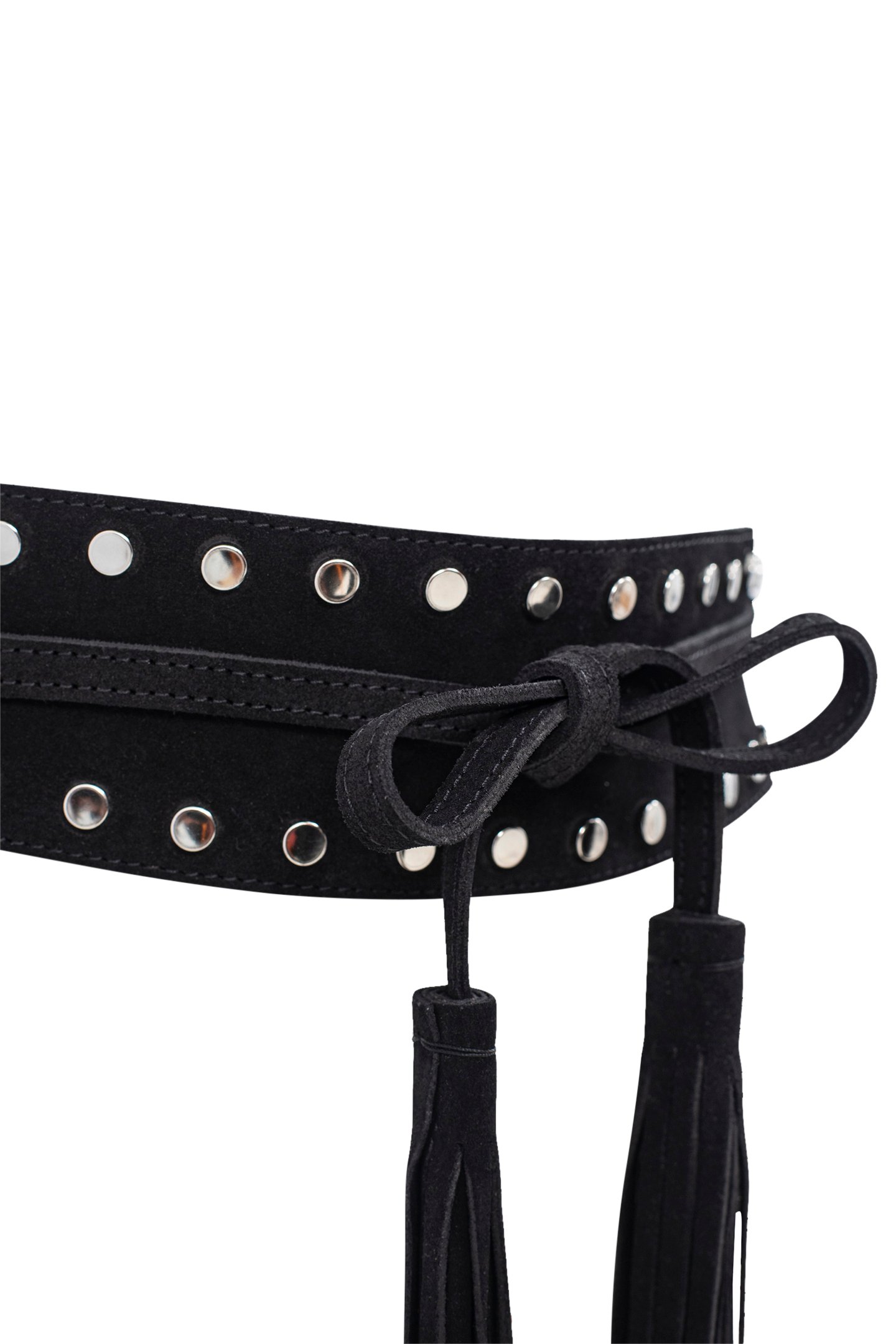 BLACK STUDDED SUEDE WIDE BELT 3