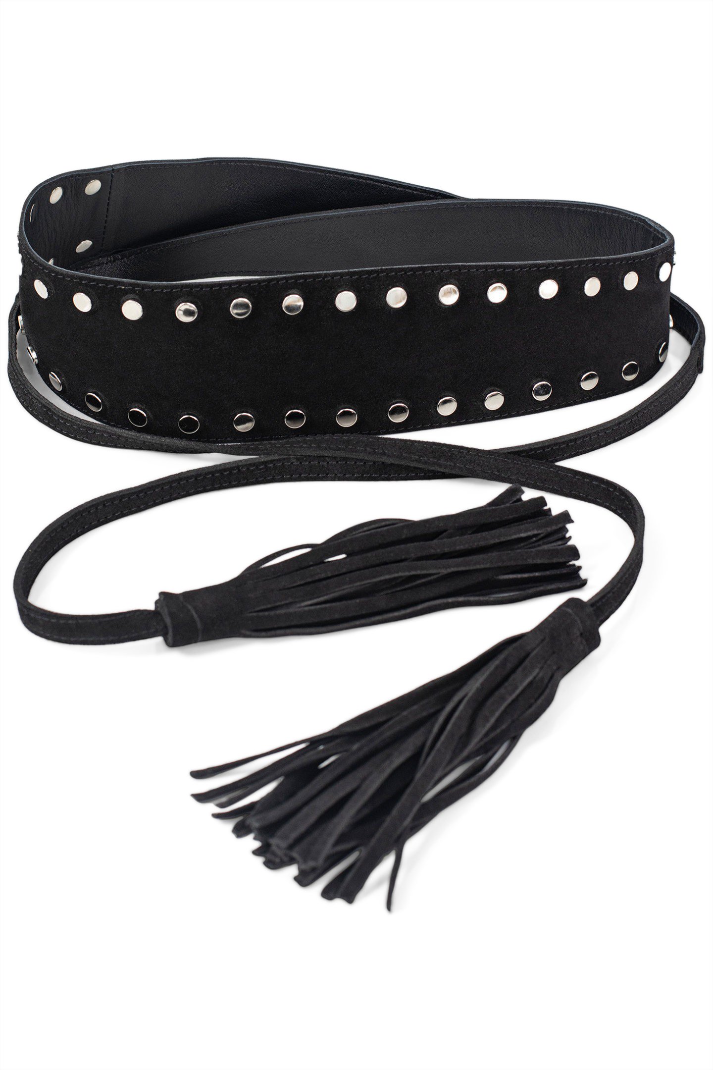BLACK STUDDED SUEDE WIDE BELT 1