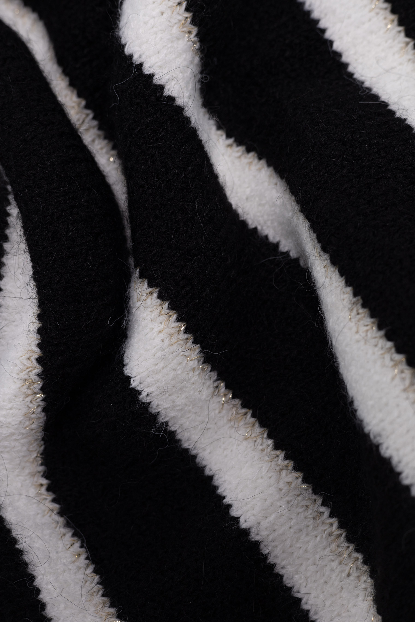 BLACK KNIT DRESS WITH WHITE AND GOLD STRIPES 7