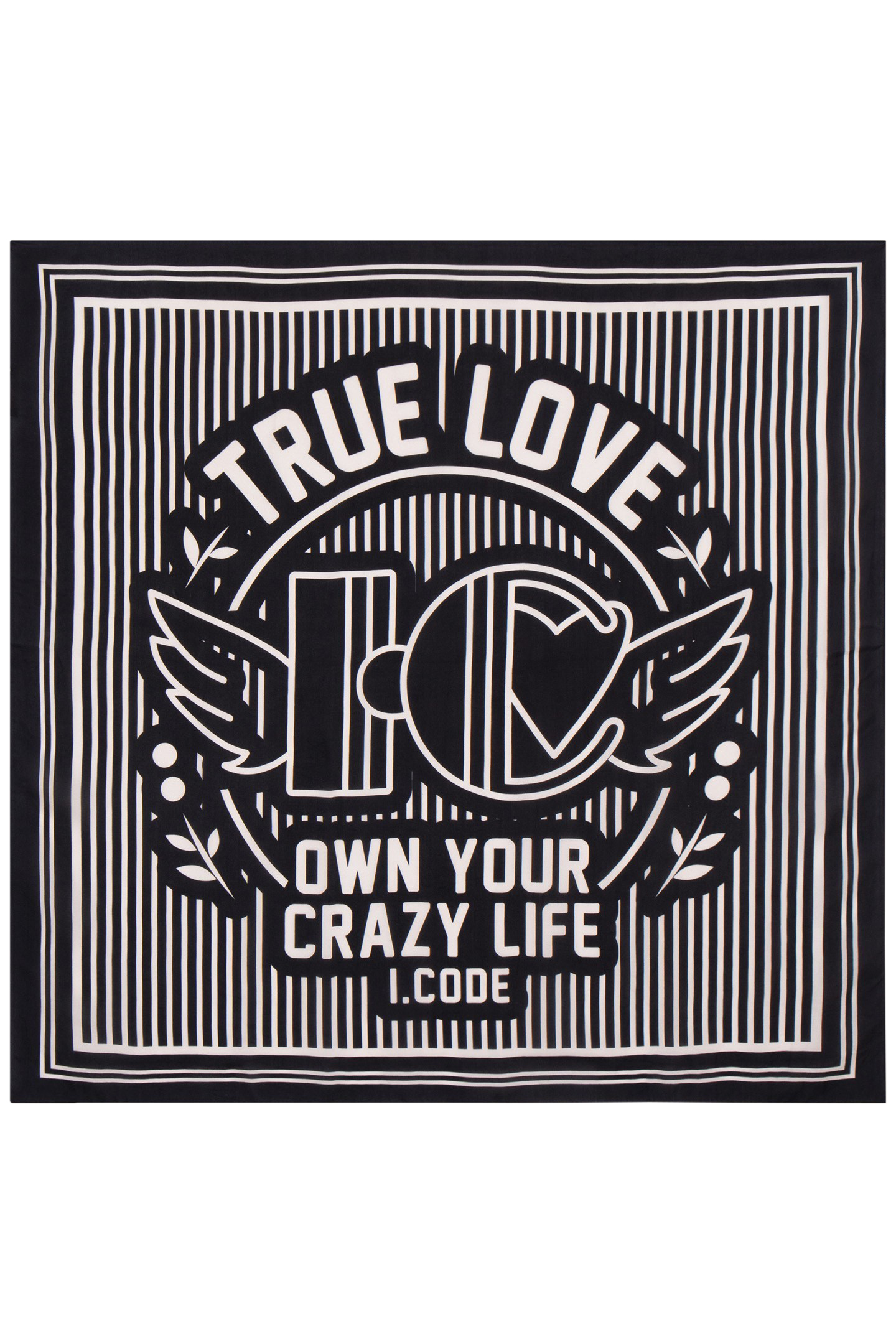 ECRU STRIPED BLACK SQUARE SCARF 1