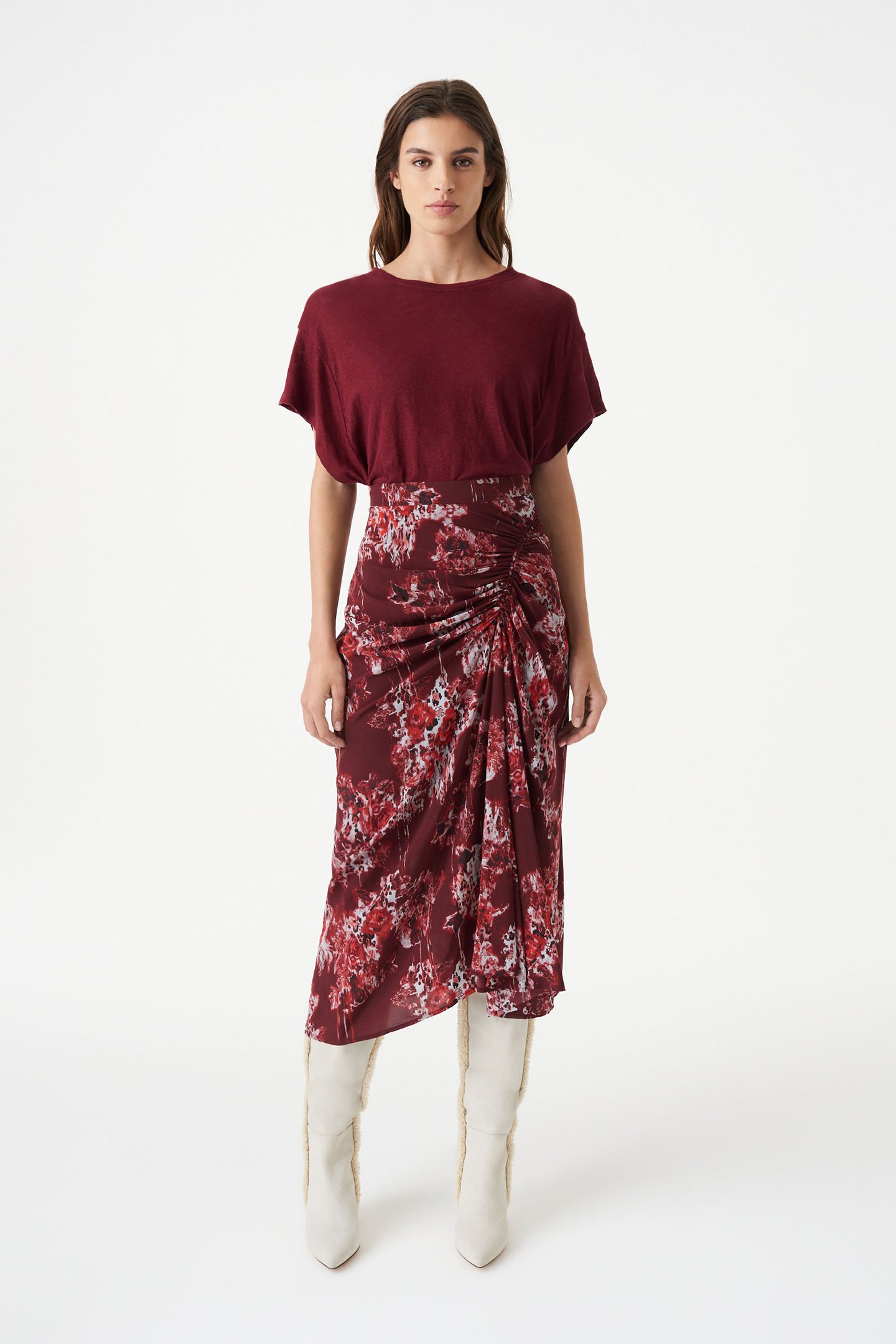 ALISE SKIRT MULTICO BURGUNDY 1