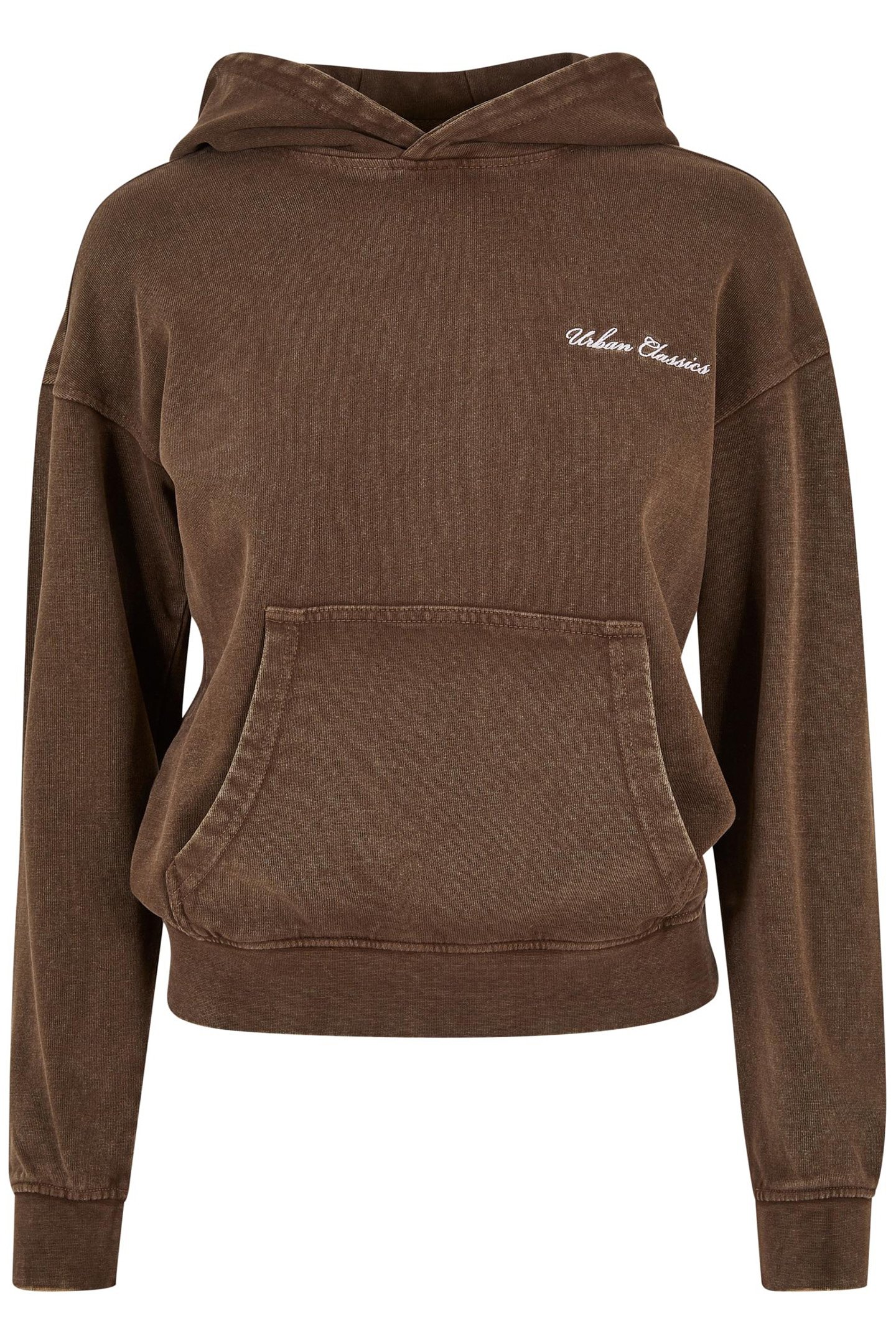 LADIES SMALL EMBROIDERY TERRY HOODY BROWN 1