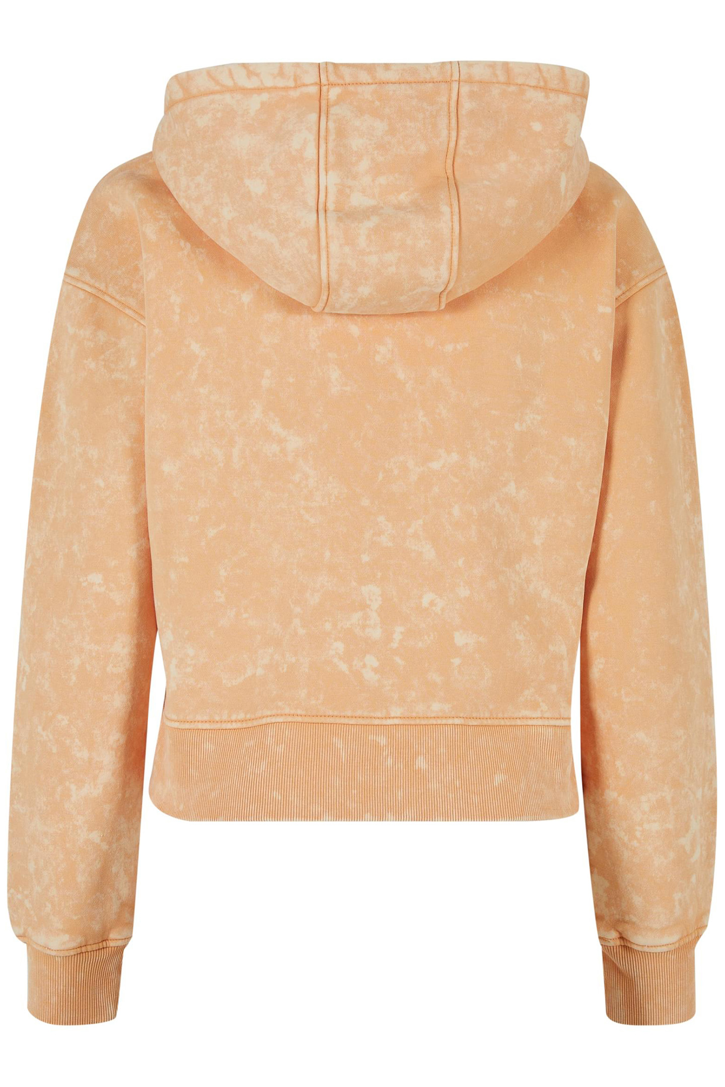 LADIES SHORT OVERSIZED TOWEL WASHED ZIP HOODY PALE ORANGE 2