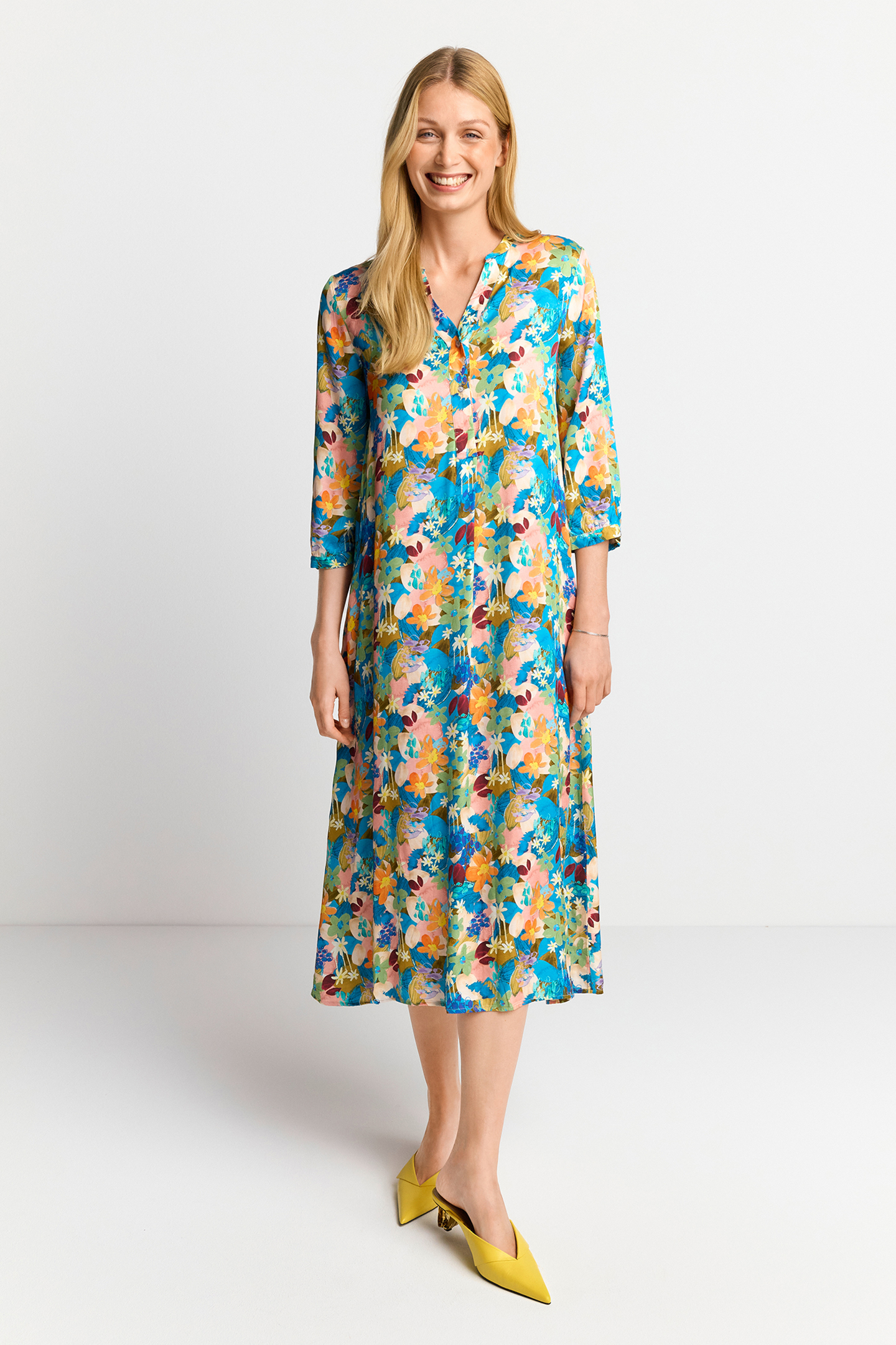 PRINTED V-NECK DRESS WITH FLOWER PRINT RECYCLED ORIGINAL 2