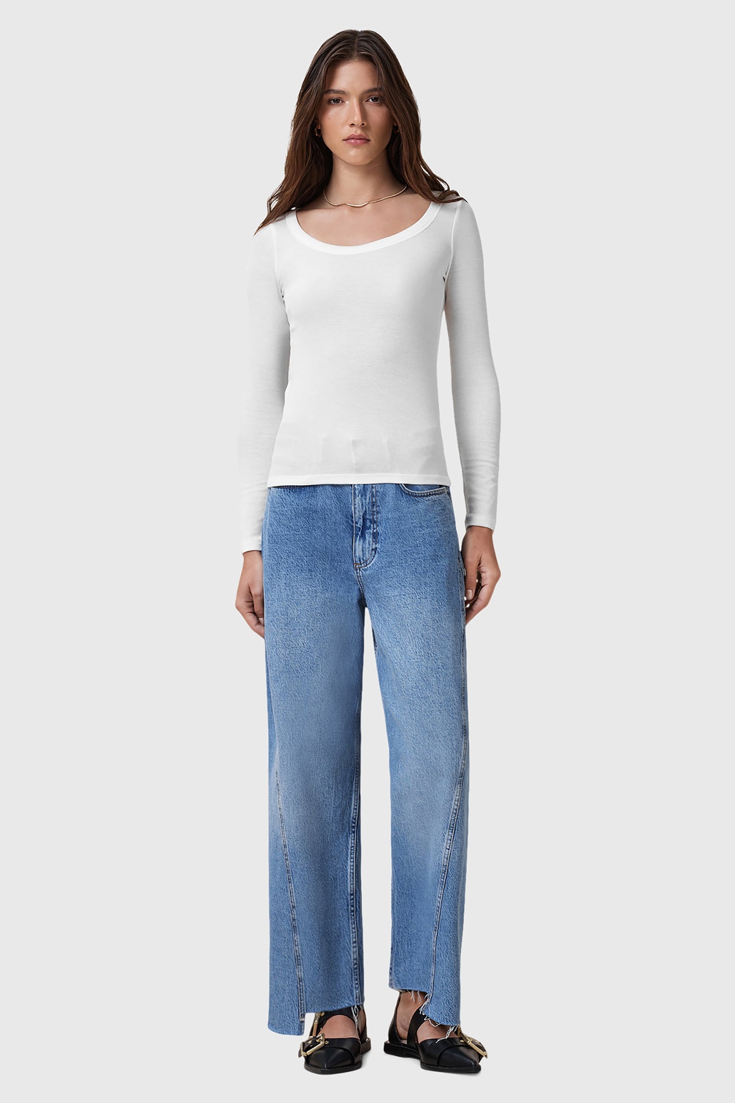RINA LS SCOOP NECK OPTIC WHITE 3