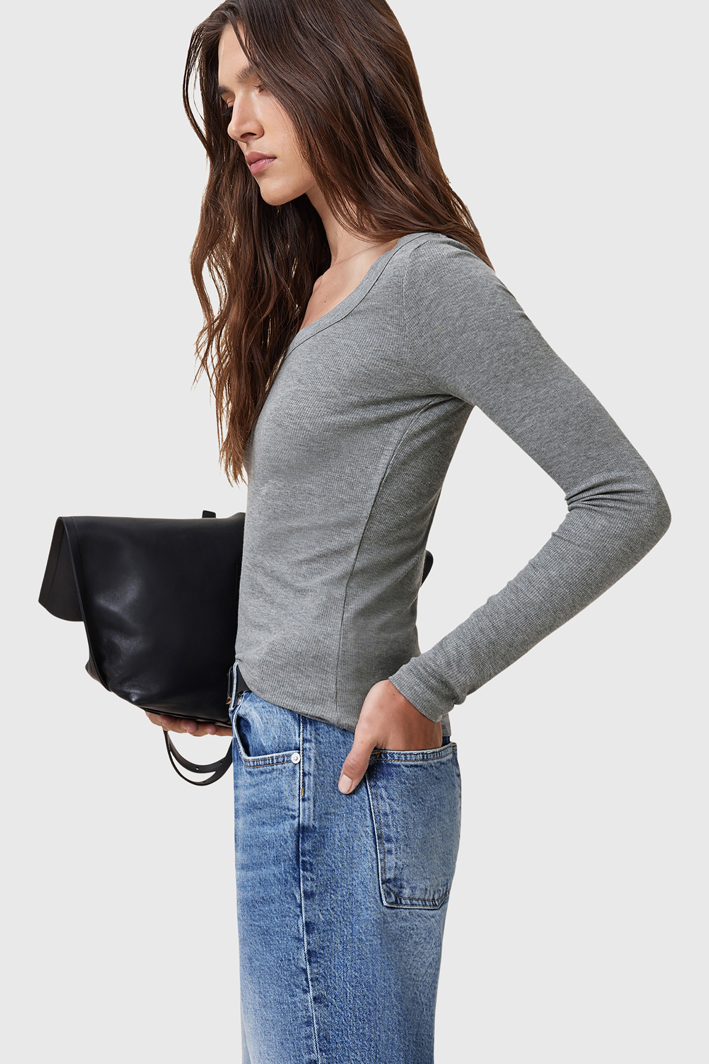 RINA LS SCOOP NECK CHARCOAL MARL 5