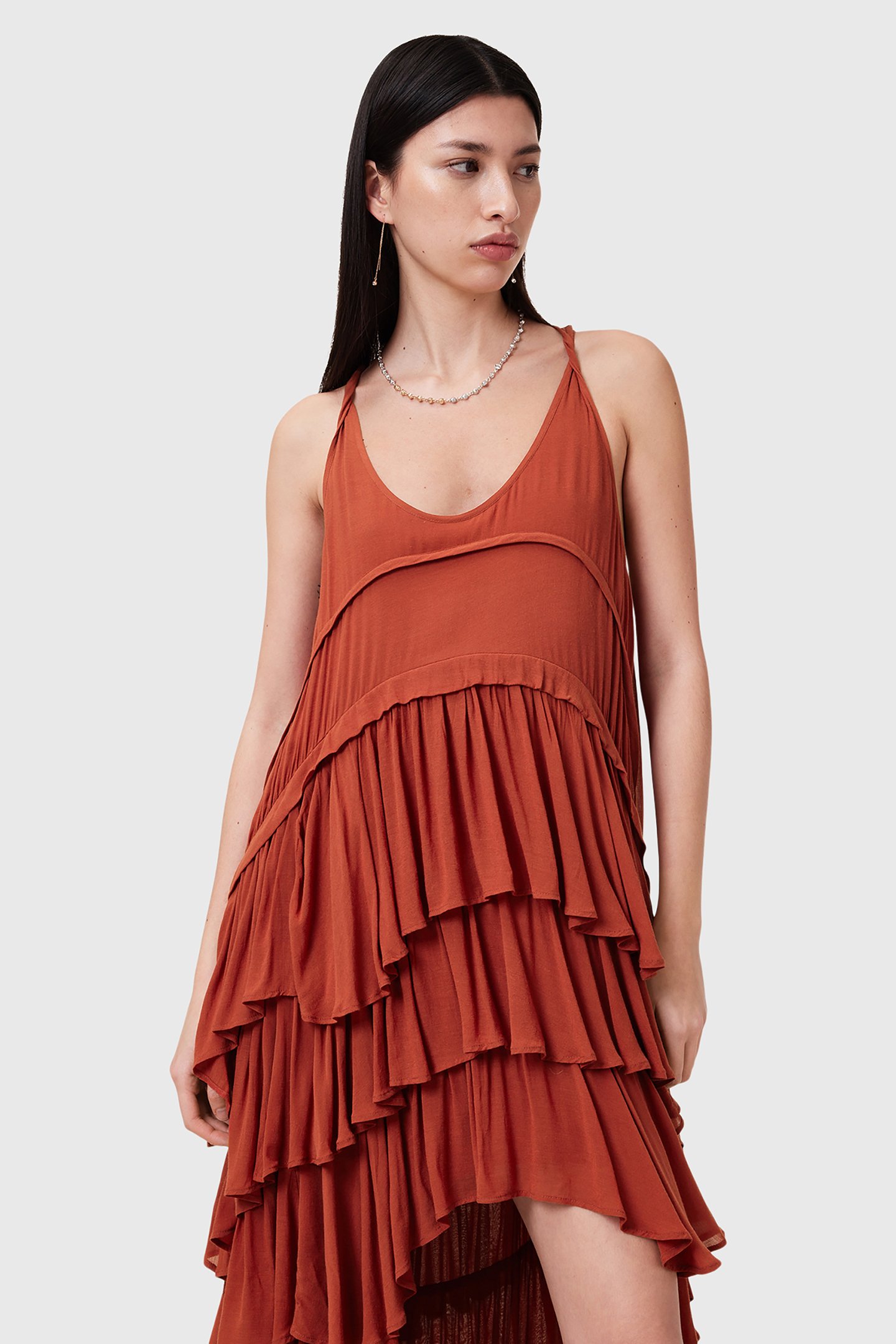 CAVARLY DRESS BURNT BRICK RED 7