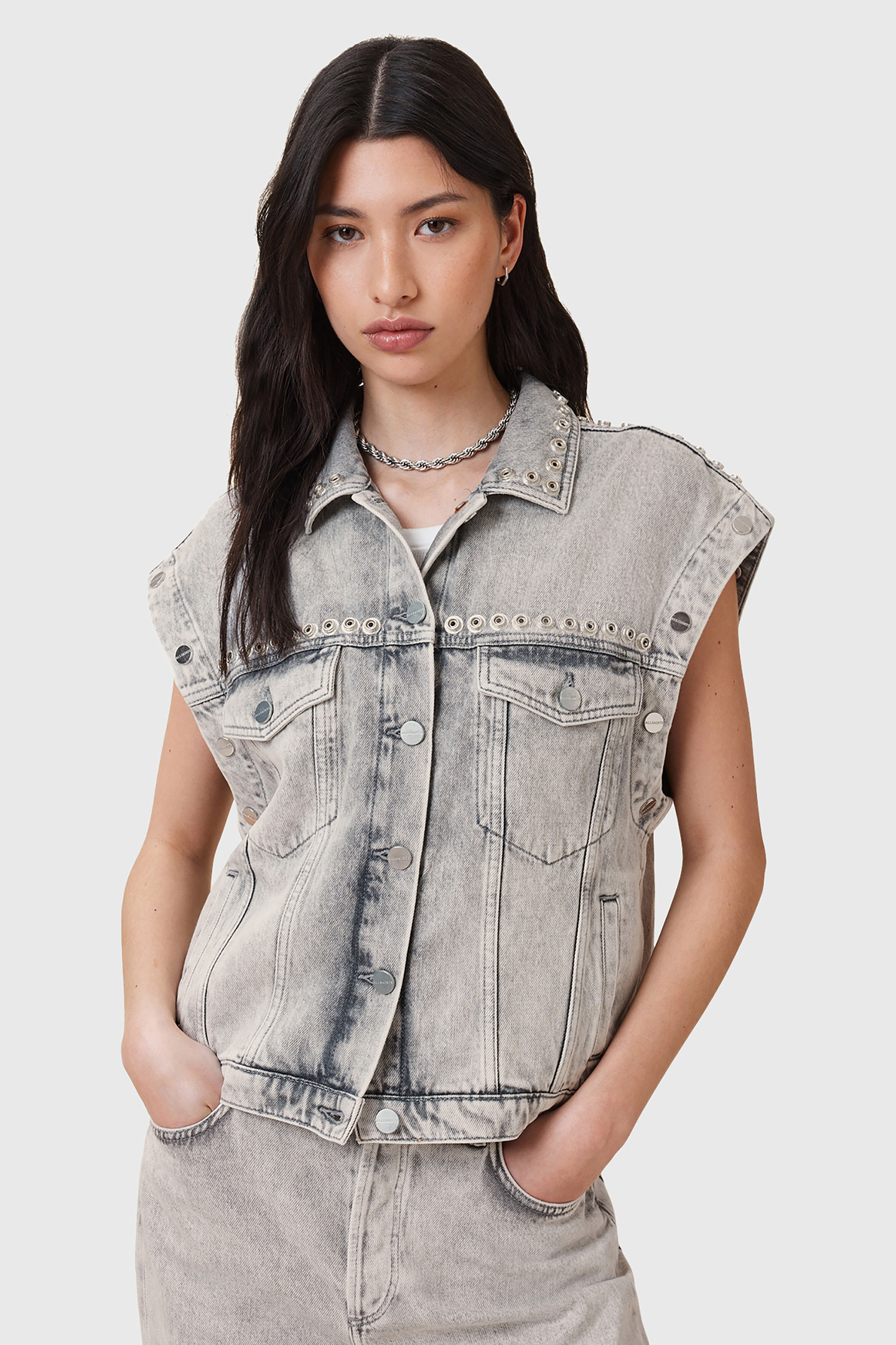 CHLO STUD JACKET WASHED GREY 6