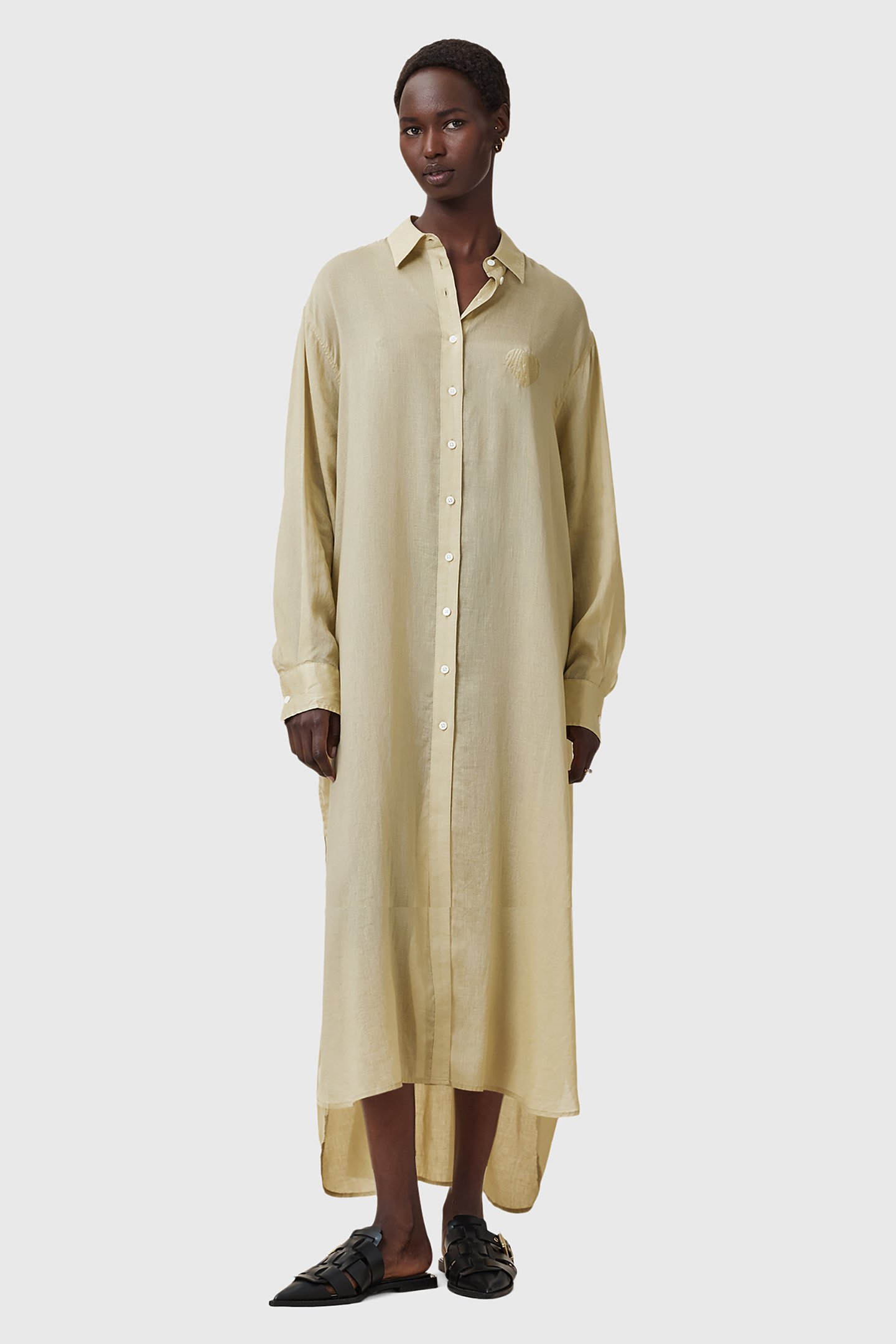 EZRA SHIRT DRESS OLIVE YELLOW 1