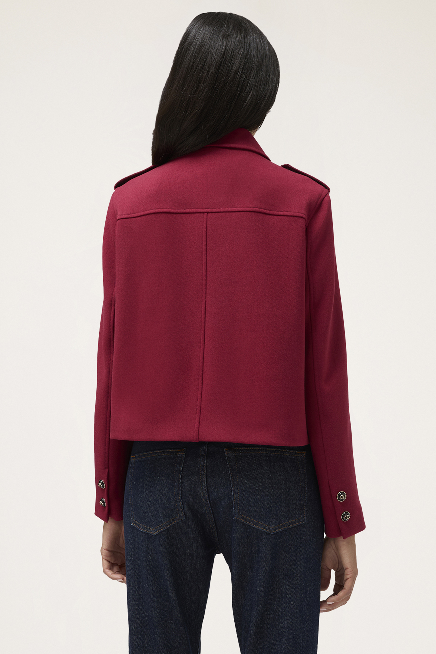 SINGLE-BREASTED JACKET WITH EPAULETTES BORDEAUX 2