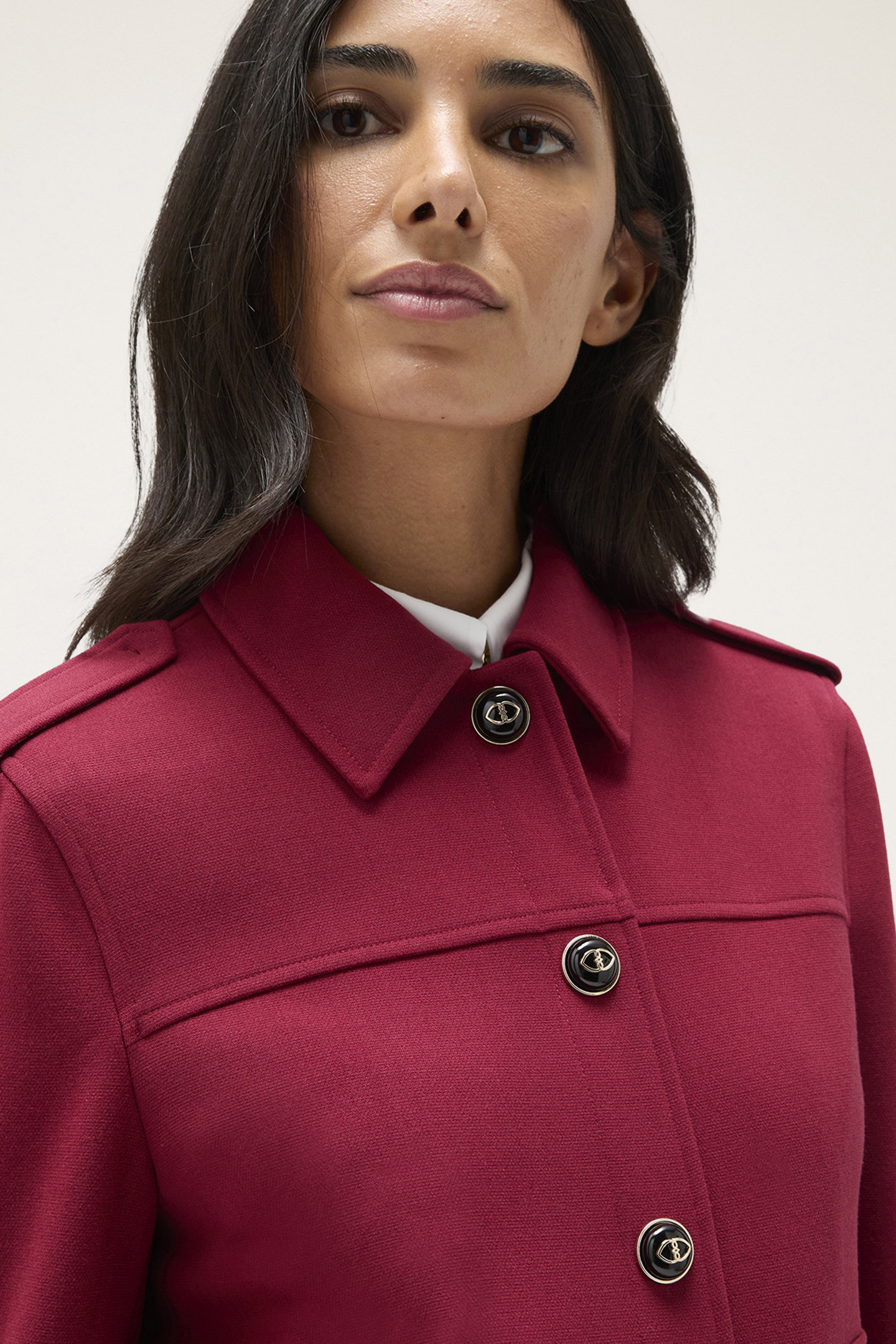 SINGLE-BREASTED JACKET WITH EPAULETTES BORDEAUX 5