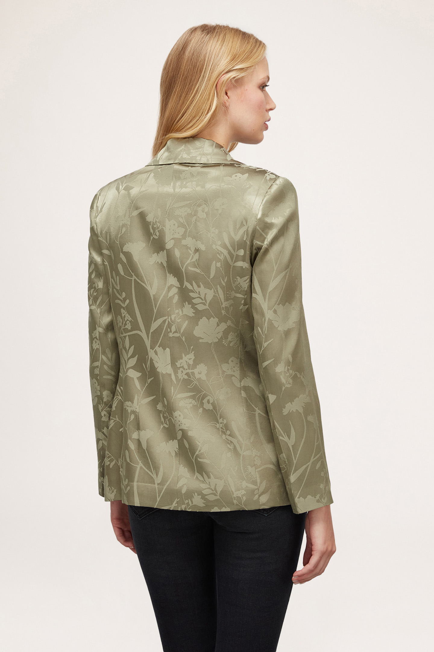 SINGLE-BREASTED JACQUARD SATIN JACKET GREEN 2