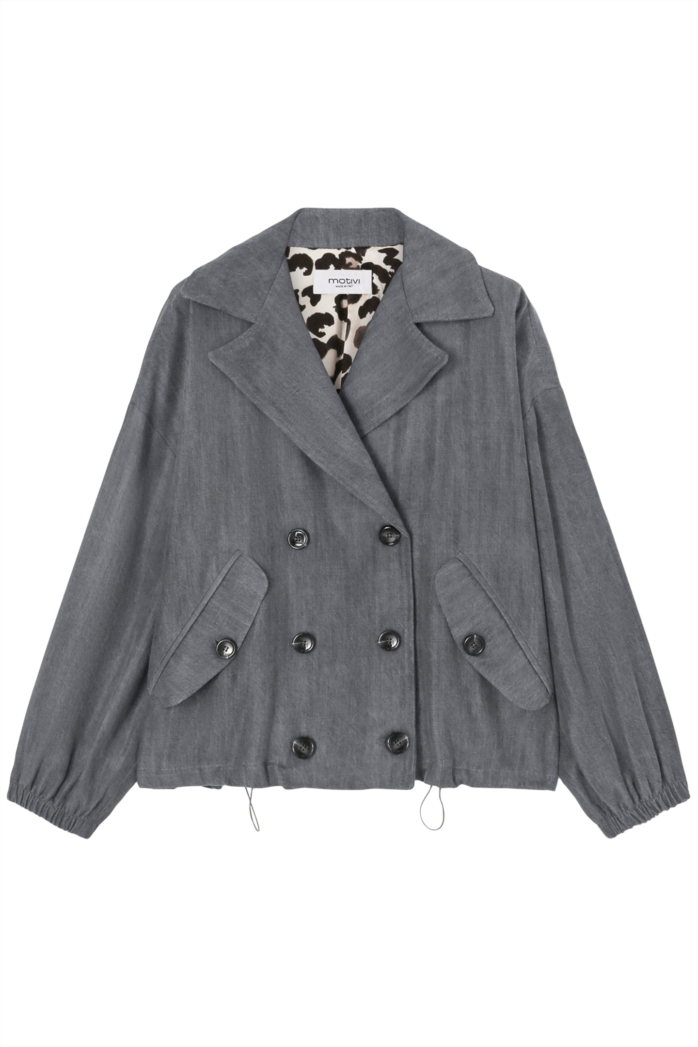 DOUBLE-BREASTED DENIM EFFECT BOMBER JACKET GREY 4