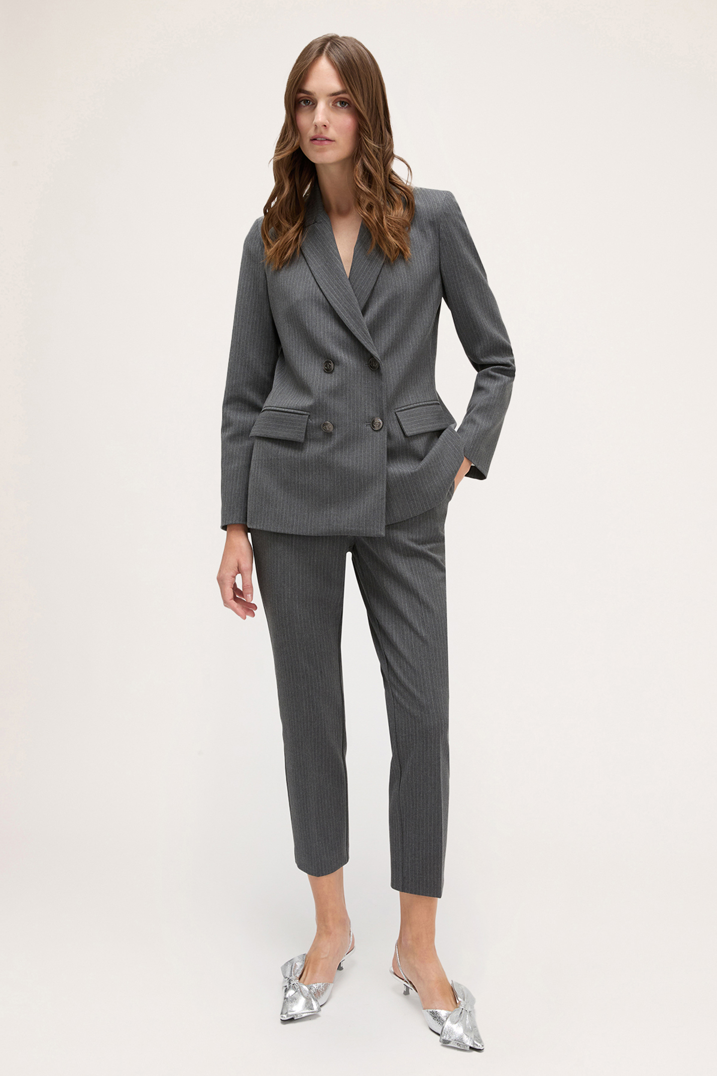 PINSTRIPED DOUBLE-BREASTED JACKET GREY 3