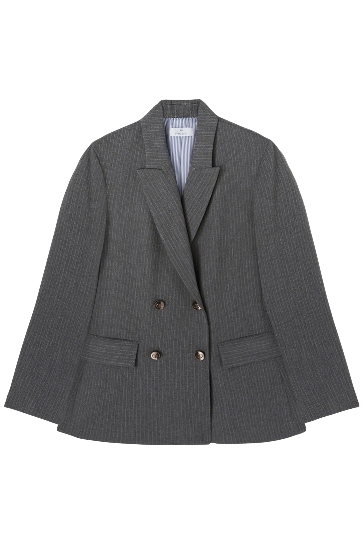PINSTRIPED DOUBLE-BREASTED JACKET GREY 4