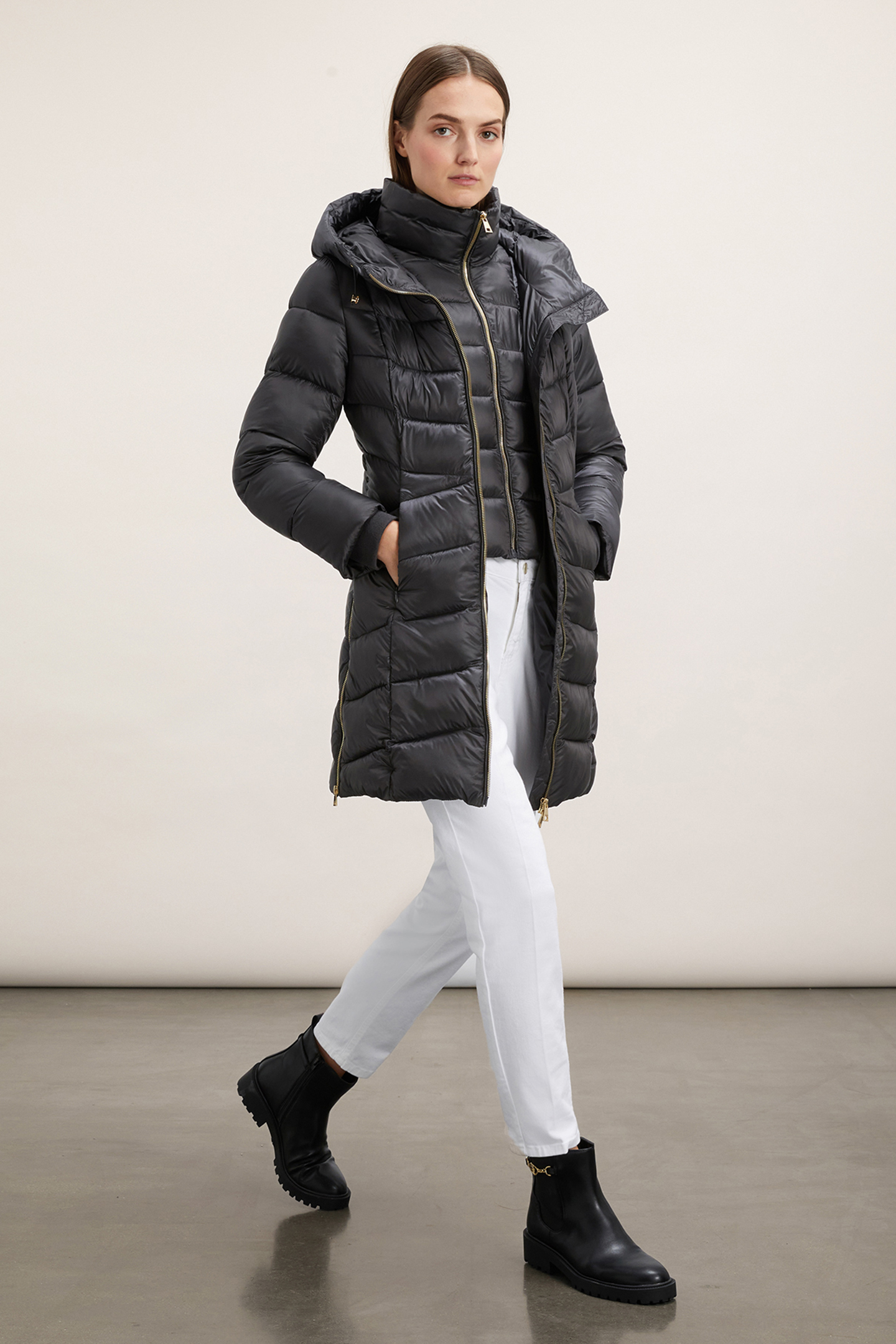 HOODED SLIM DOWN JACKET GREY 3