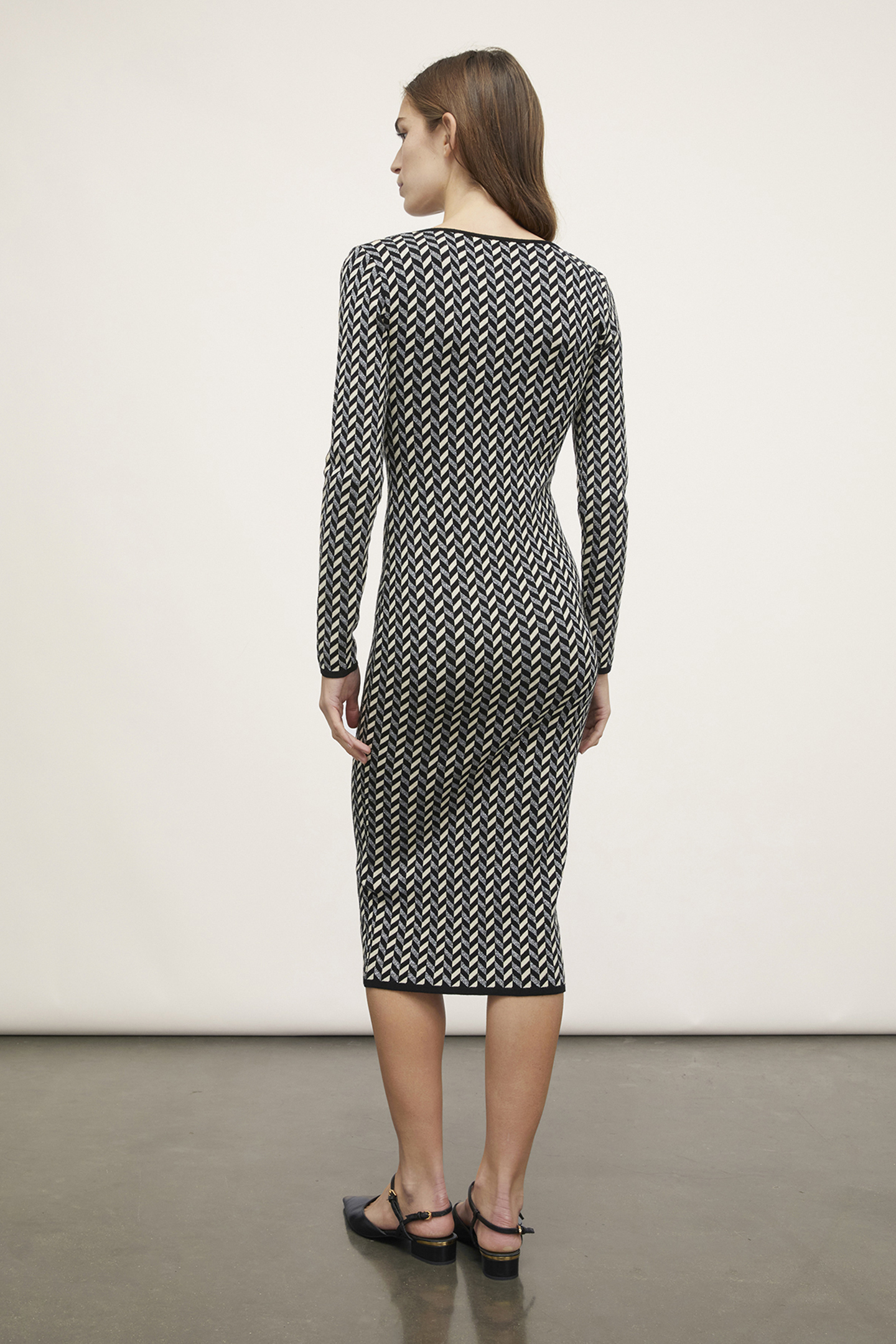 LUREX JACQUARD KNIT SHEATH DRESS BLACK 3