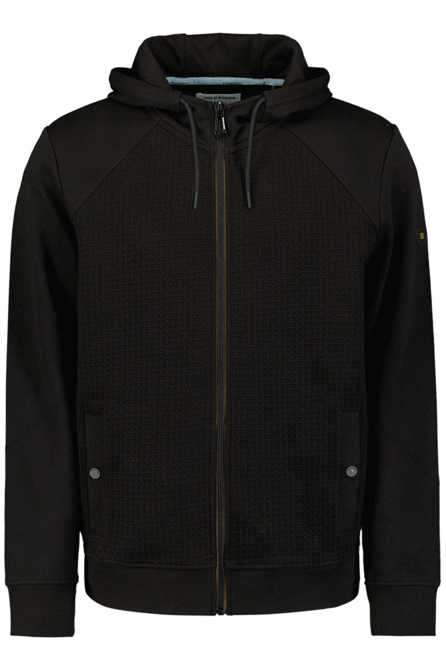 SWEATER HOODED FULL ZIPPER DOUBLE LAYER JACQUARD STRETCH BLA 4