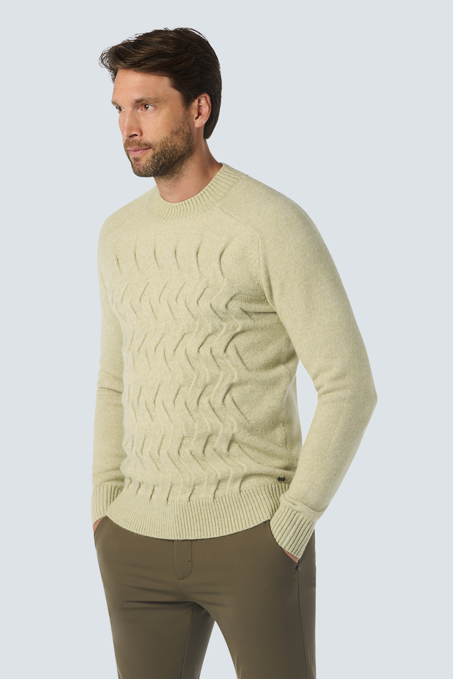 PULLOVER CREWNECK 2 COLOURED JACQUARD WITH WOOL CEMENT 1