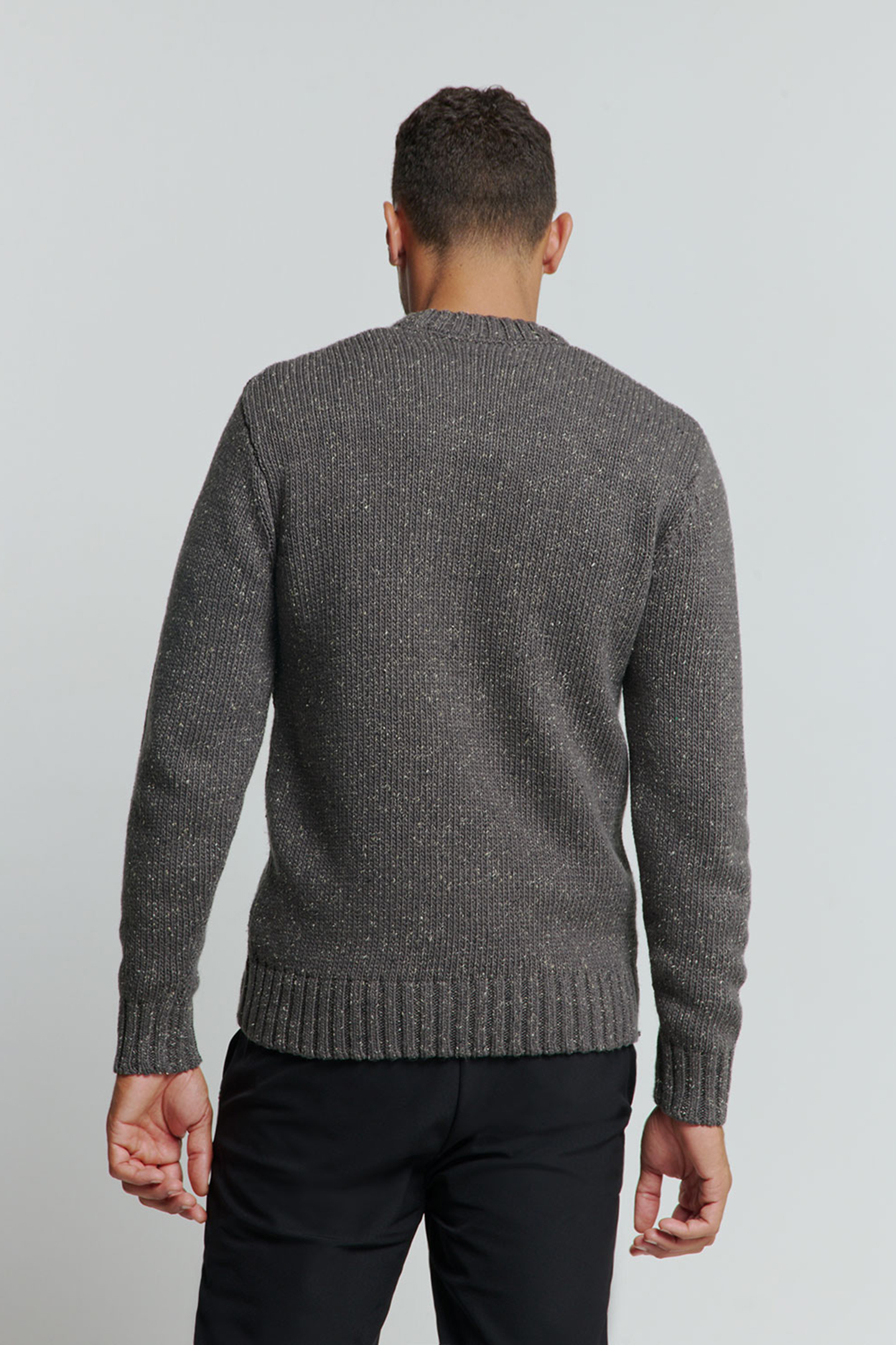 PULLOVER CREWNECK JACQUARD PATTERN WITH SILK DARK GREY 2