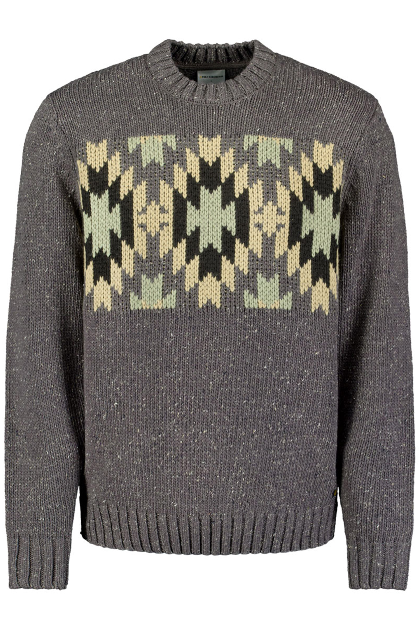 PULLOVER CREWNECK JACQUARD PATTERN WITH SILK DARK GREY 4
