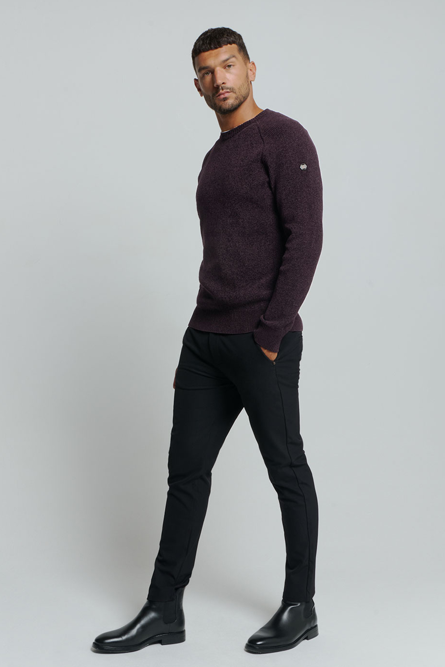 PULLOVER CREWNECK 2 COLOURED CHENILLE AUBERGINE 3