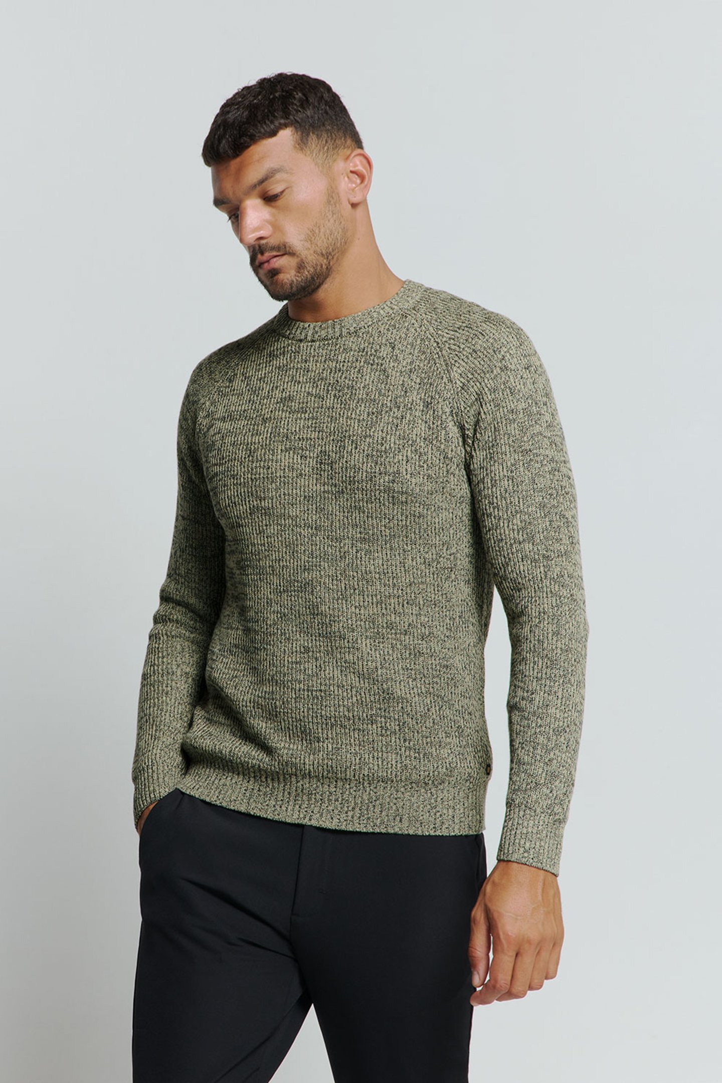 PULLOVER CREWNECK 3 COLOURED RIB SMOKE 1