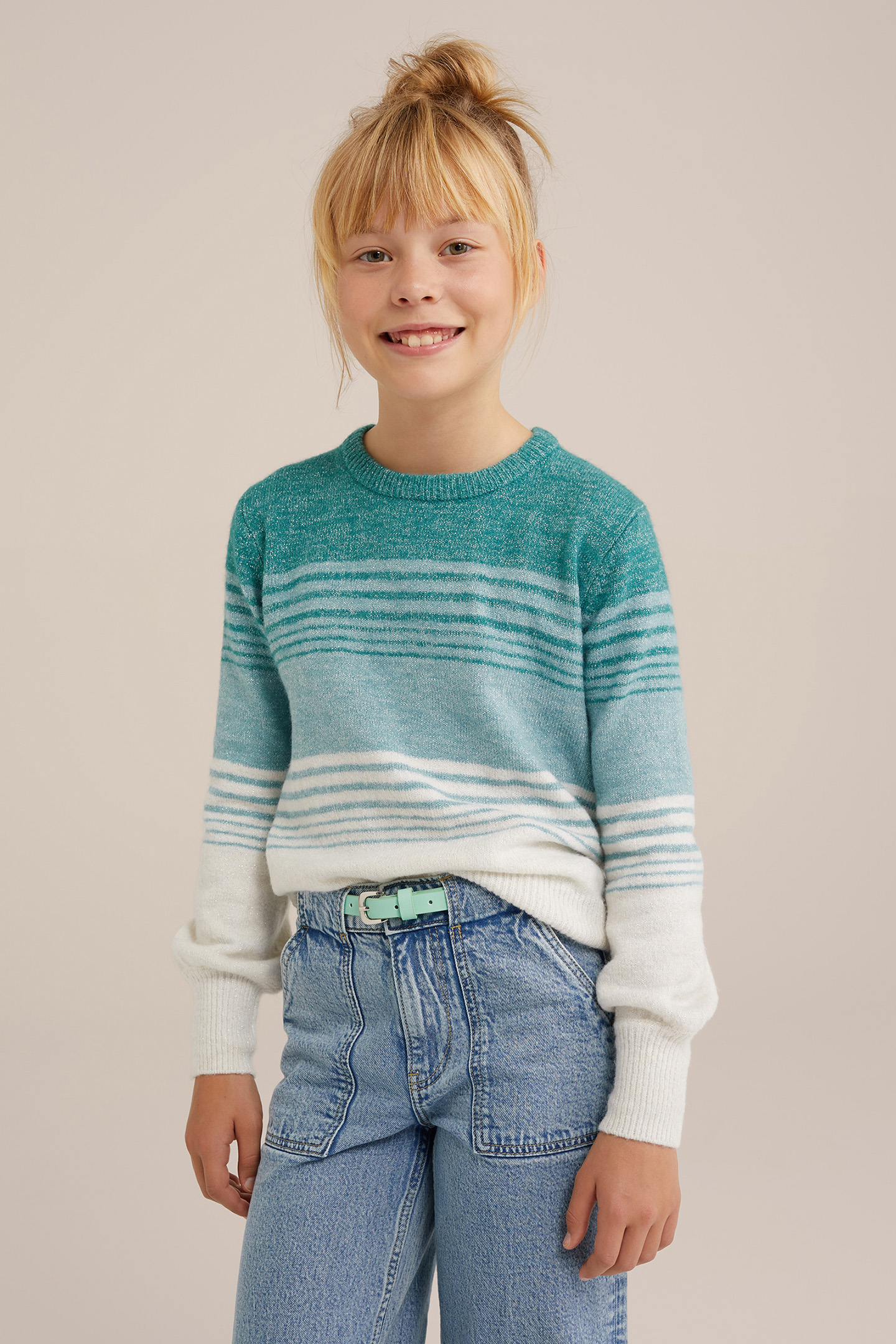 KNITTED PULLOVER GREEN BLUE 1